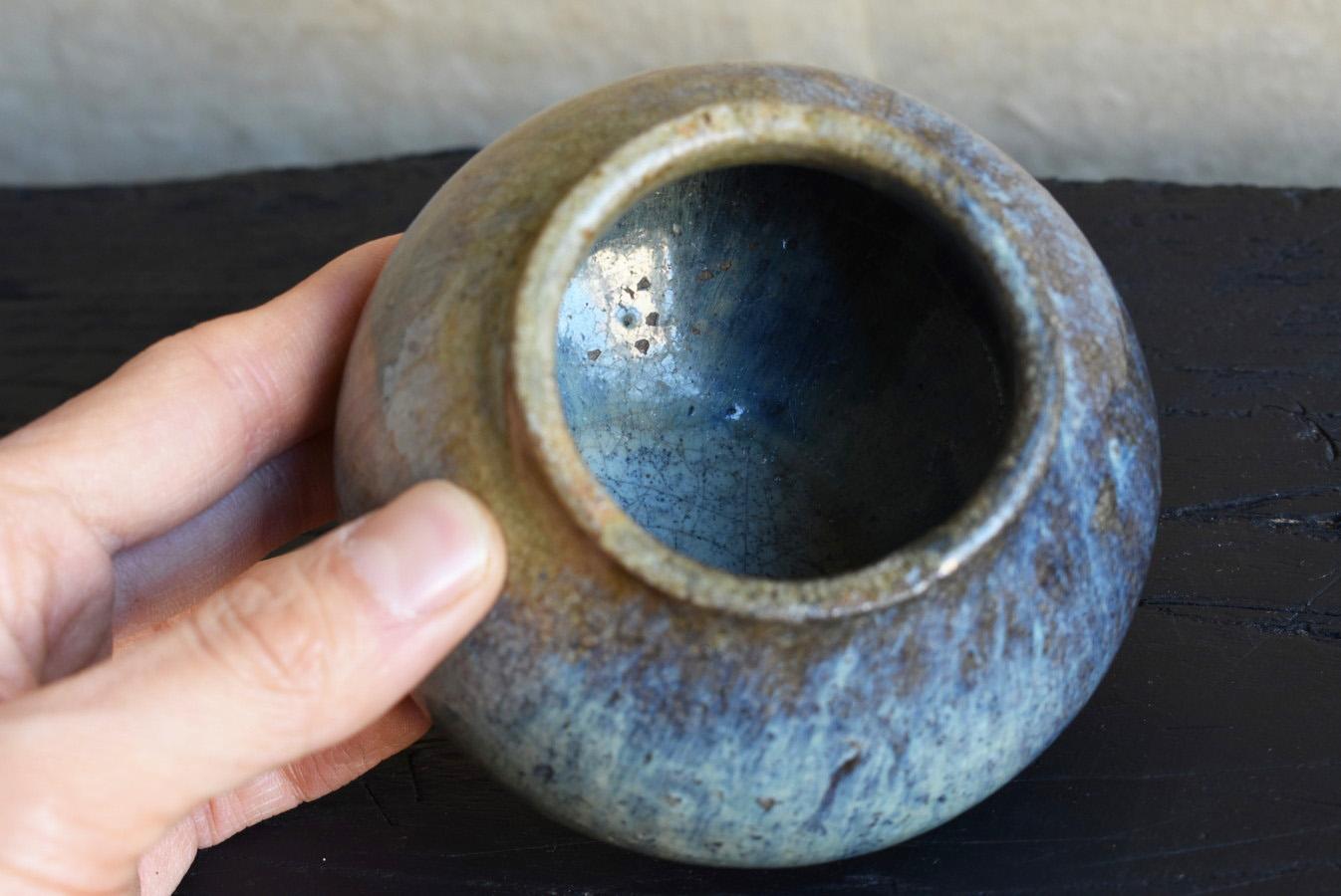 Joseon Dynasty Antique Pottery Small Jar / Beautifully Glazed Korean Vase 3