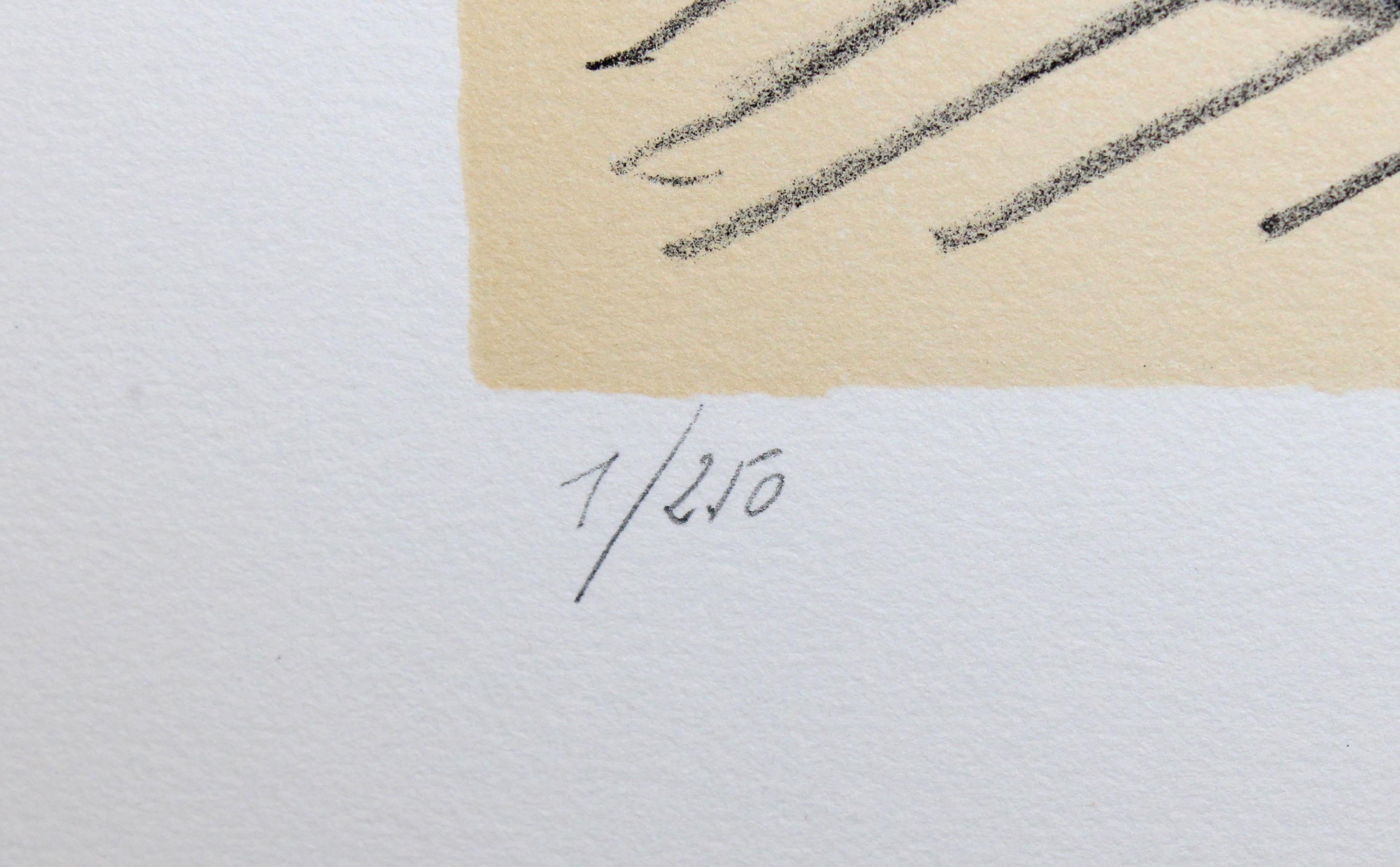 Litografia sobre papel - A las puertas del parque - Tiraje: 1/250 - Landscape Print Beige de Josep Amat Pagès
