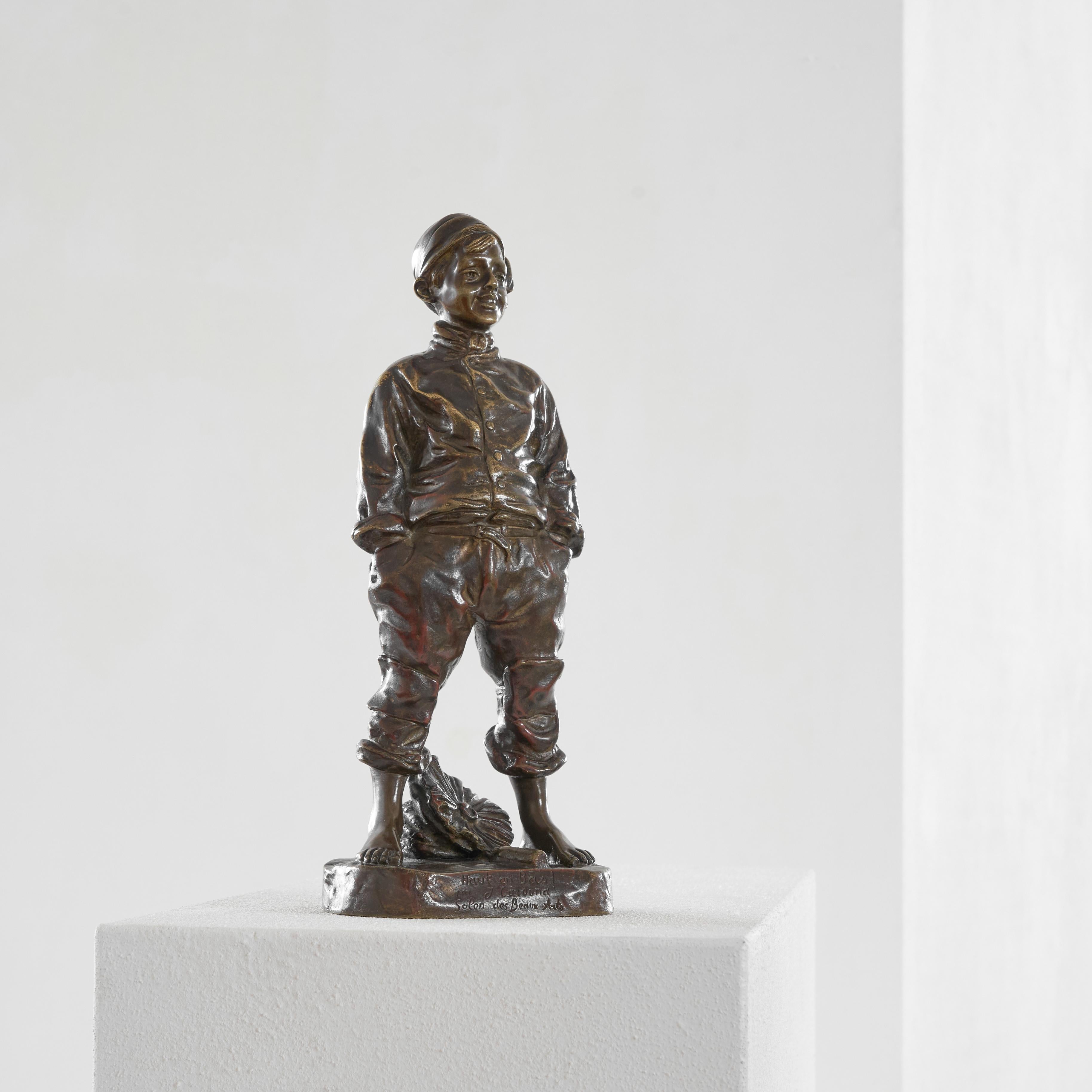 Spanish Josép Cardona i Furró Bronze Sculpture of a Boy For Sale