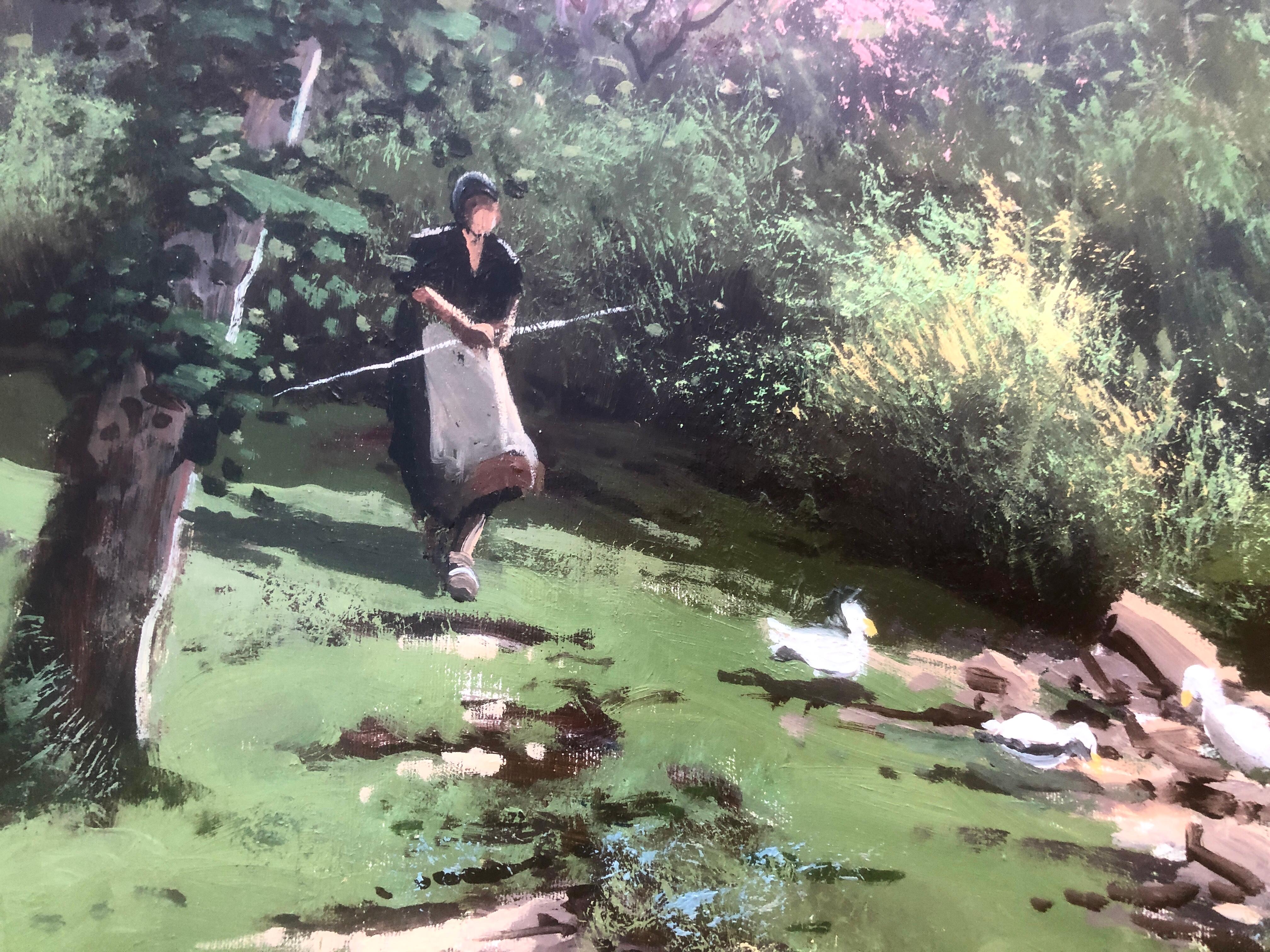 Landschaft mit Fluss Öl auf Leinwand Gemälde Spanien spanisch (Realismus), Painting, von Josep Colomer Valls