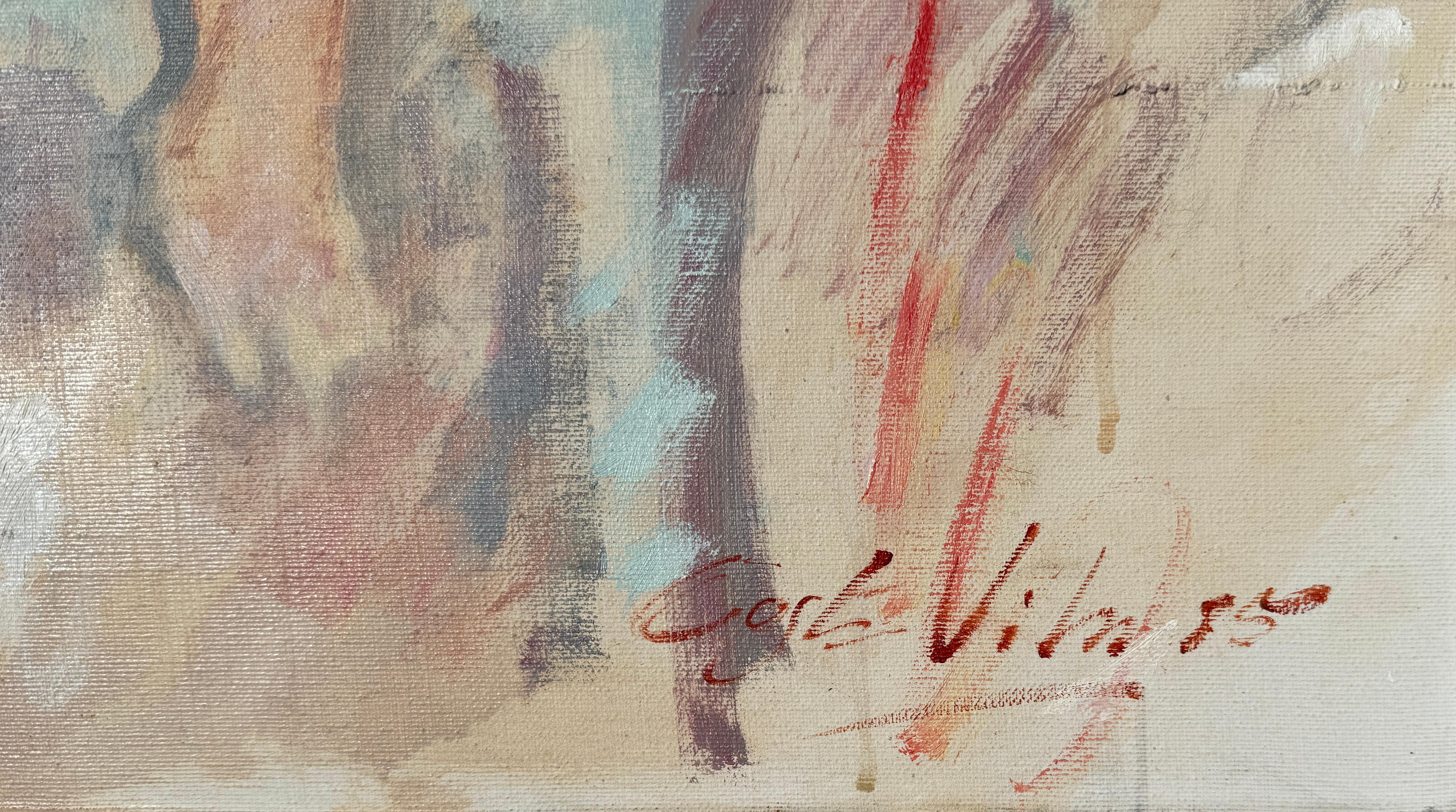 Afternoon mit Familie, Öl auf Leinwand, Gemälde – Painting von Josep Costa Vila