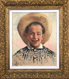 Portrait of a Young Man with a Straw Hat oil on canvas painting