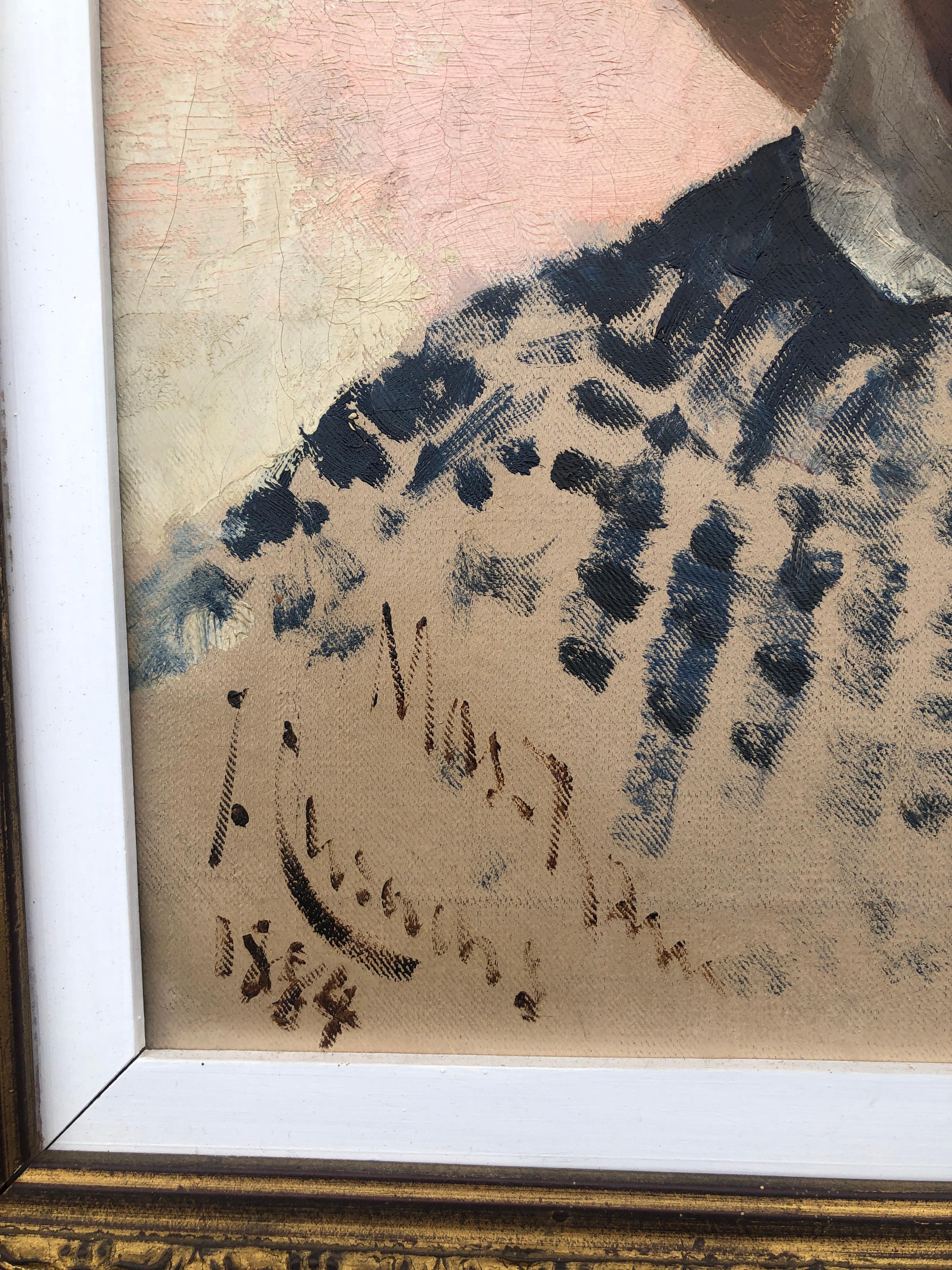 Porträt eines jungen Mannes mit Strohhut, Öl auf Leinwand, Gemälde (Akademisch), Painting, von Josep Cusachs i Cusachs