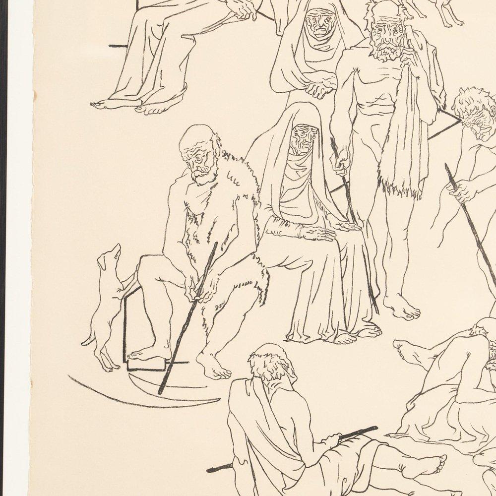 Togores, Figurative Composition, Hand Signed Large Lithograph, 1960s, Framed For Sale 5