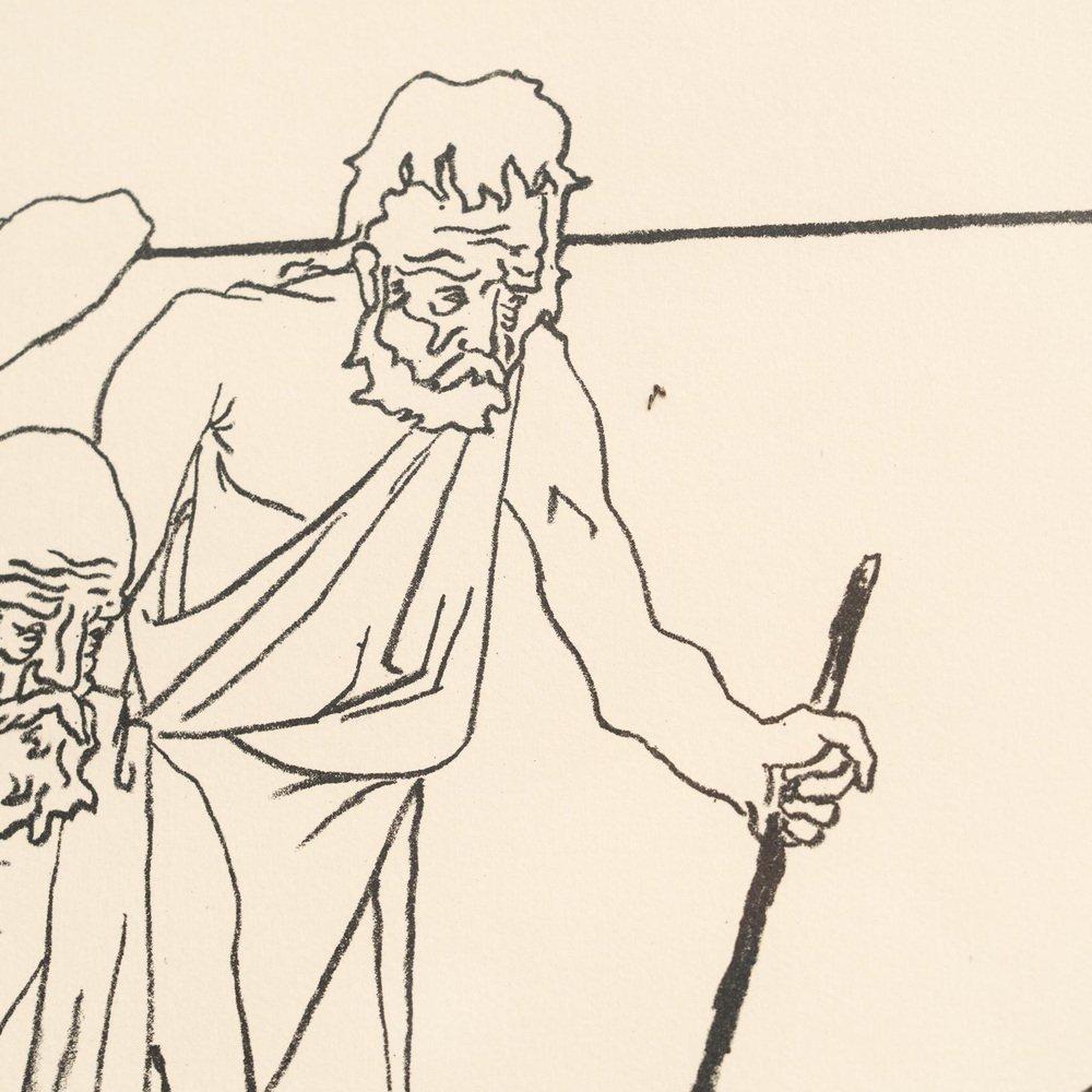 Togores, Figurative Composition, Hand Signed Large Lithograph, 1960s, Framed For Sale 1