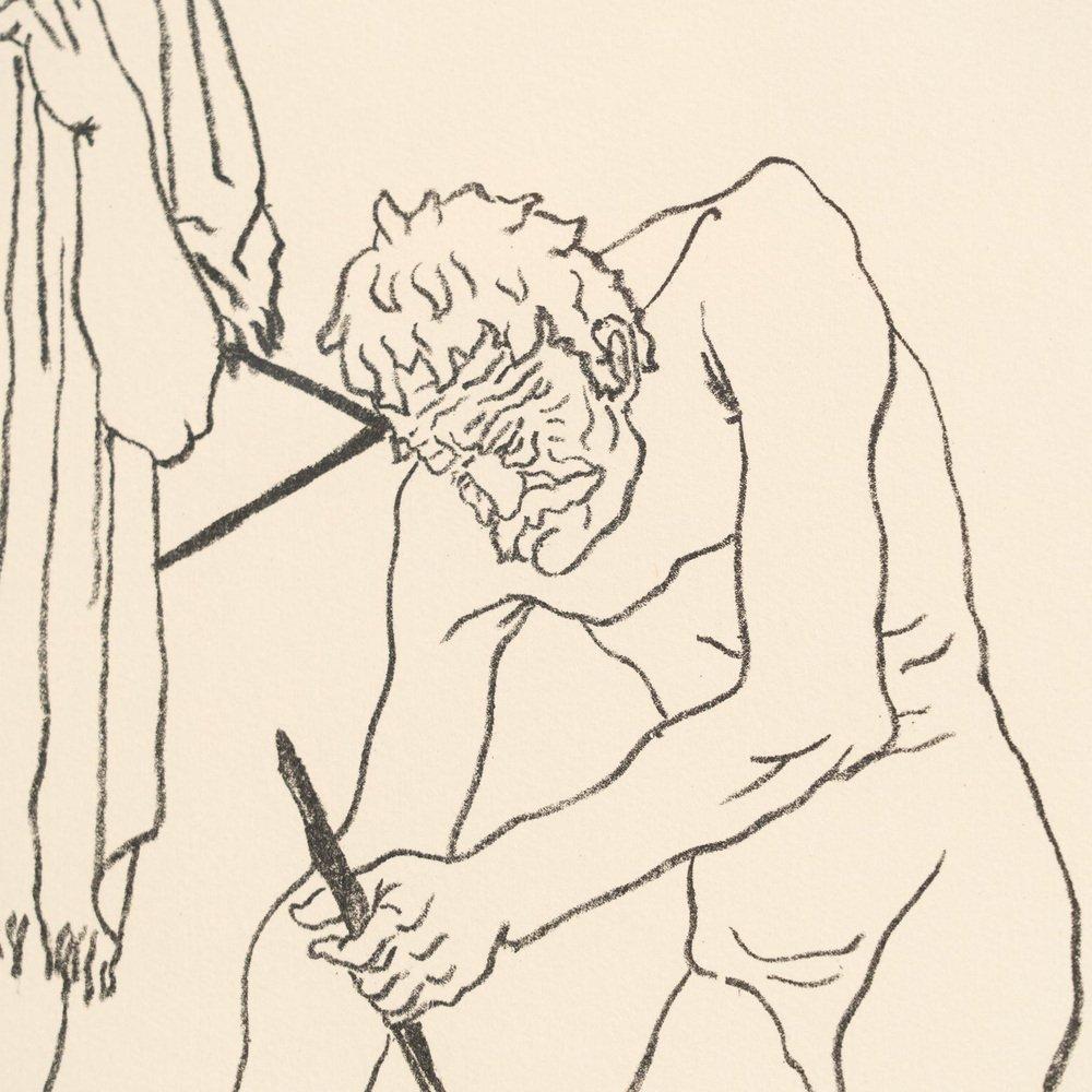 Togores, Figurative Composition, Hand Signed Large Lithograph, 1960s, Framed For Sale 2