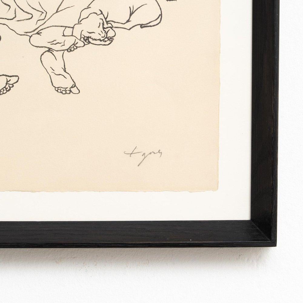 Togores, Figurative Composition, Hand Signed Large Lithograph, 1960s, Framed For Sale 3