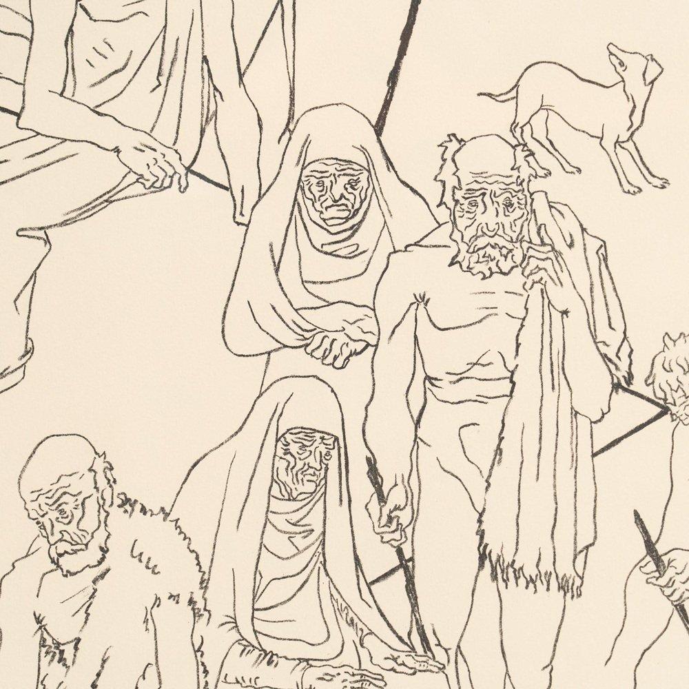 Togores, Figurative Composition, Hand Signed Large Lithograph, 1960s, Framed For Sale 4