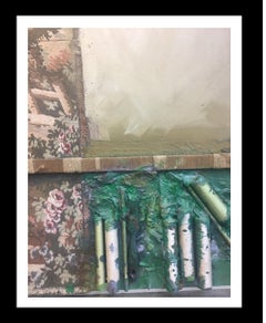  Grau Garriga   Textile  Bobines de fil  Vert  Ocre  Collage. abstrait 