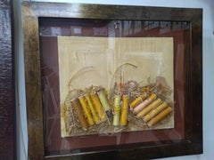 Grau Garriga Collage Textile Coils Golden Yellow. original mixed media