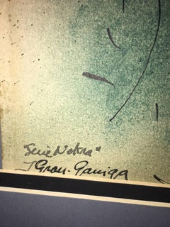 Grau Garriga   DOG   Senkrecht  Originales zeitgenössisches Mixed-Media-Gemälde