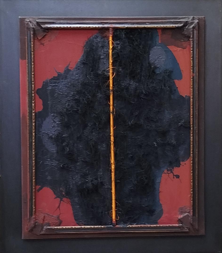 Grau Garriga Textile Collage, Abstract Mixed Media Painting, 1990s