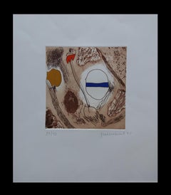 GUINOVART Ocres original engraving abstract painting
