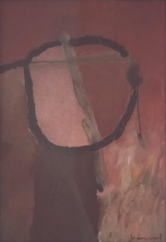 Guinovart Abstract Painting on Cardboard, Acrylic, Framed, 1950s
