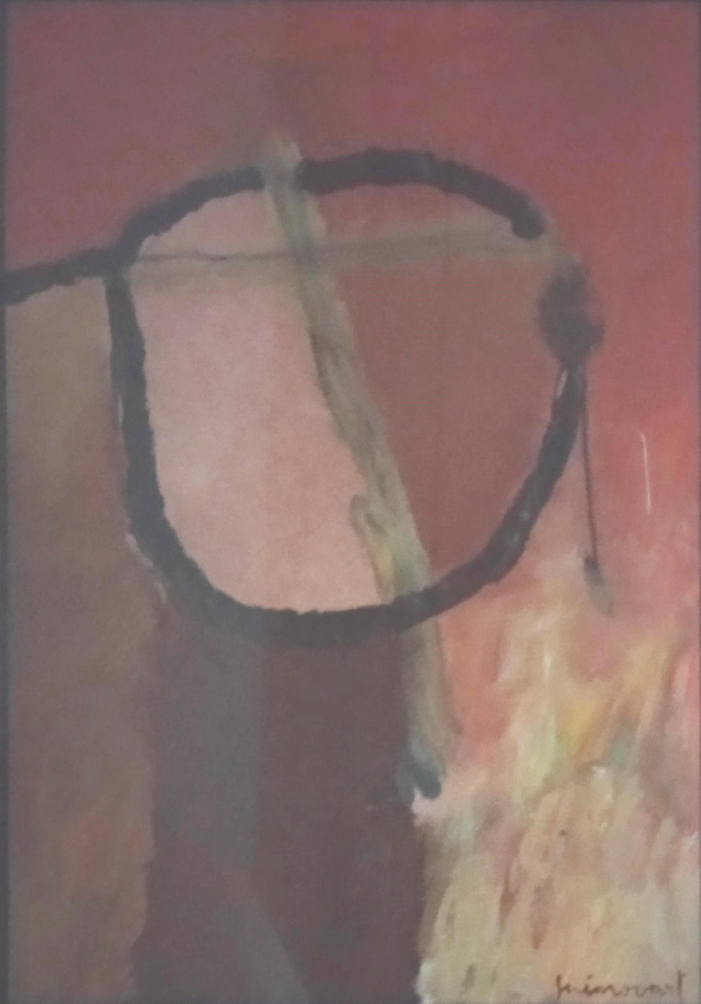 Guinovart: Abstrakte Malerei auf Karton, Acryl, gerahmt, 1950er Jahre