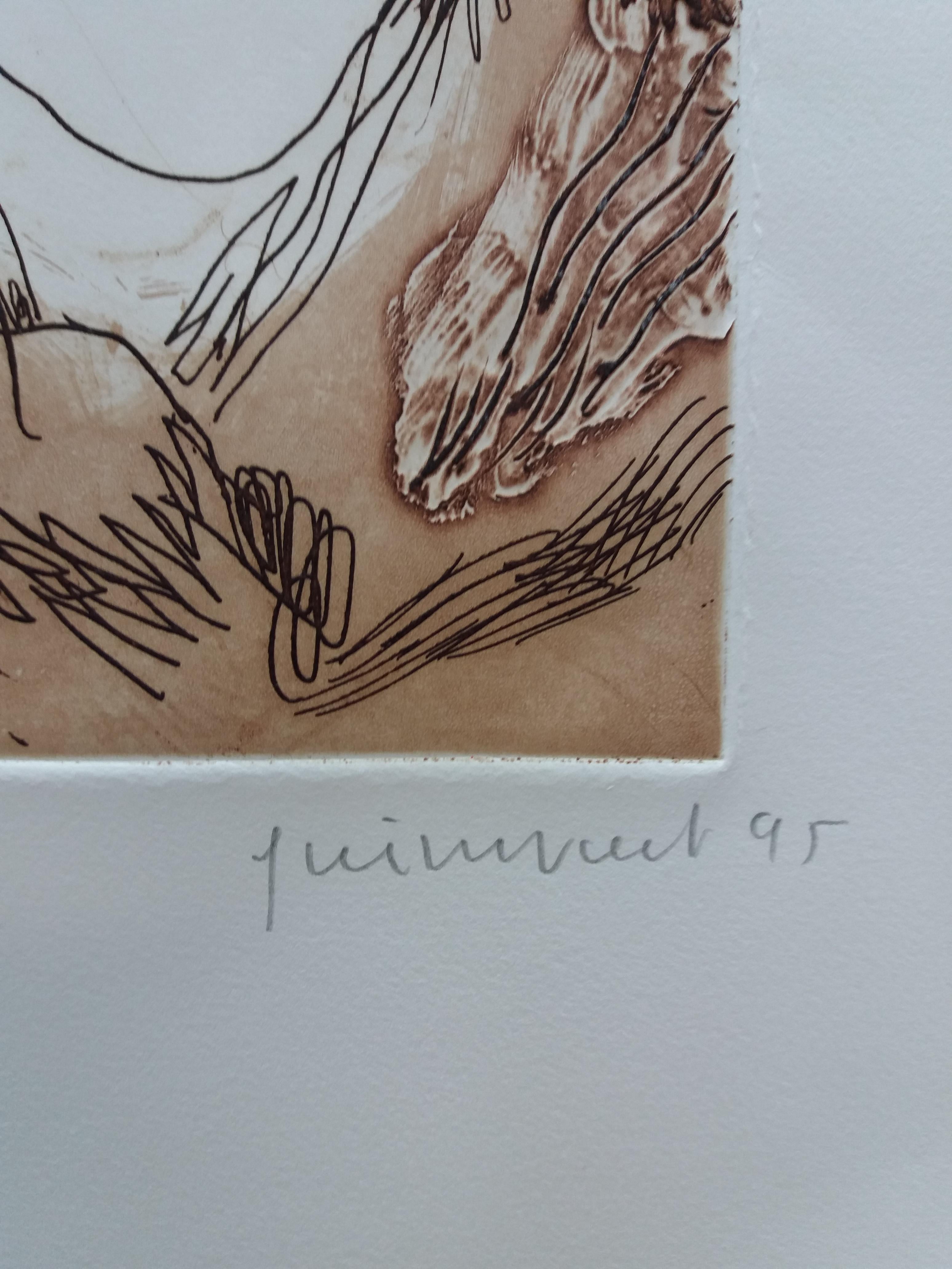 GUINOVART  Ocres incisione originale pittura astratta - Painting Astratto di Josep Guinovart Bertrán