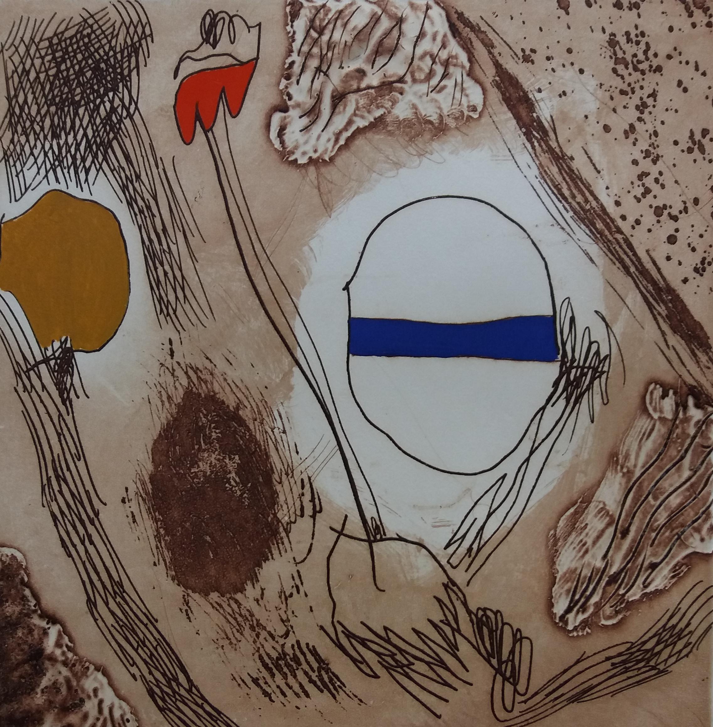 Pittura astratta con incisione originale di Ocres.
Josep Guinovart i Bertran (Barcellona 1927-2007) è stato un pittore, disegnatore e incisore della Catalogna, in Spagna.

Dopo aver studiato presso la Scuola della Lonja e della Promozione delle Arti