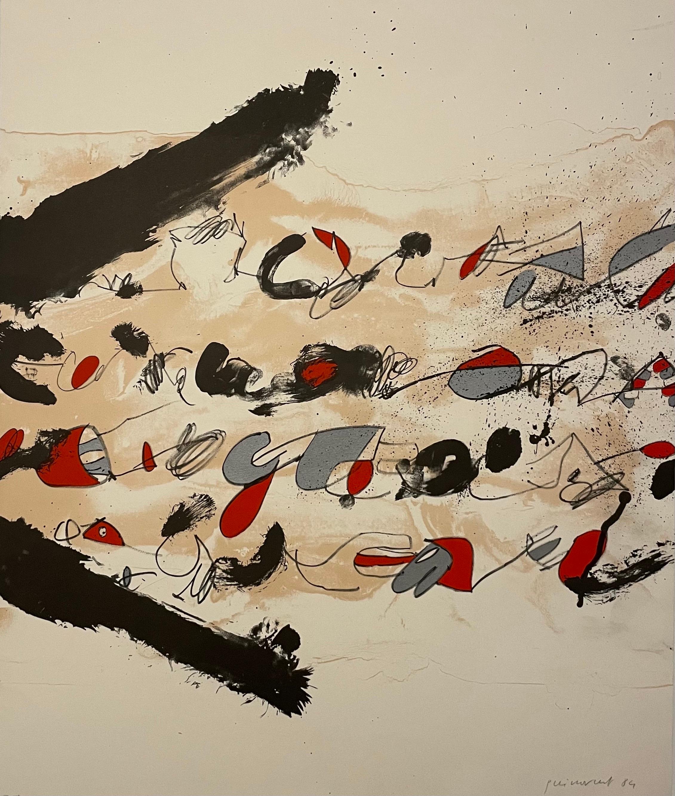 Josep Guinovart (spagnolo/catalano, 1927-2007), Senza titolo astratto, 1984, litografia su carta, firmata a mano, datata e marcata E.A. (prova d'artista) a matita in basso, foglio intero 26,75 x 22 pollici, senza cornice.


Josep Guinovart