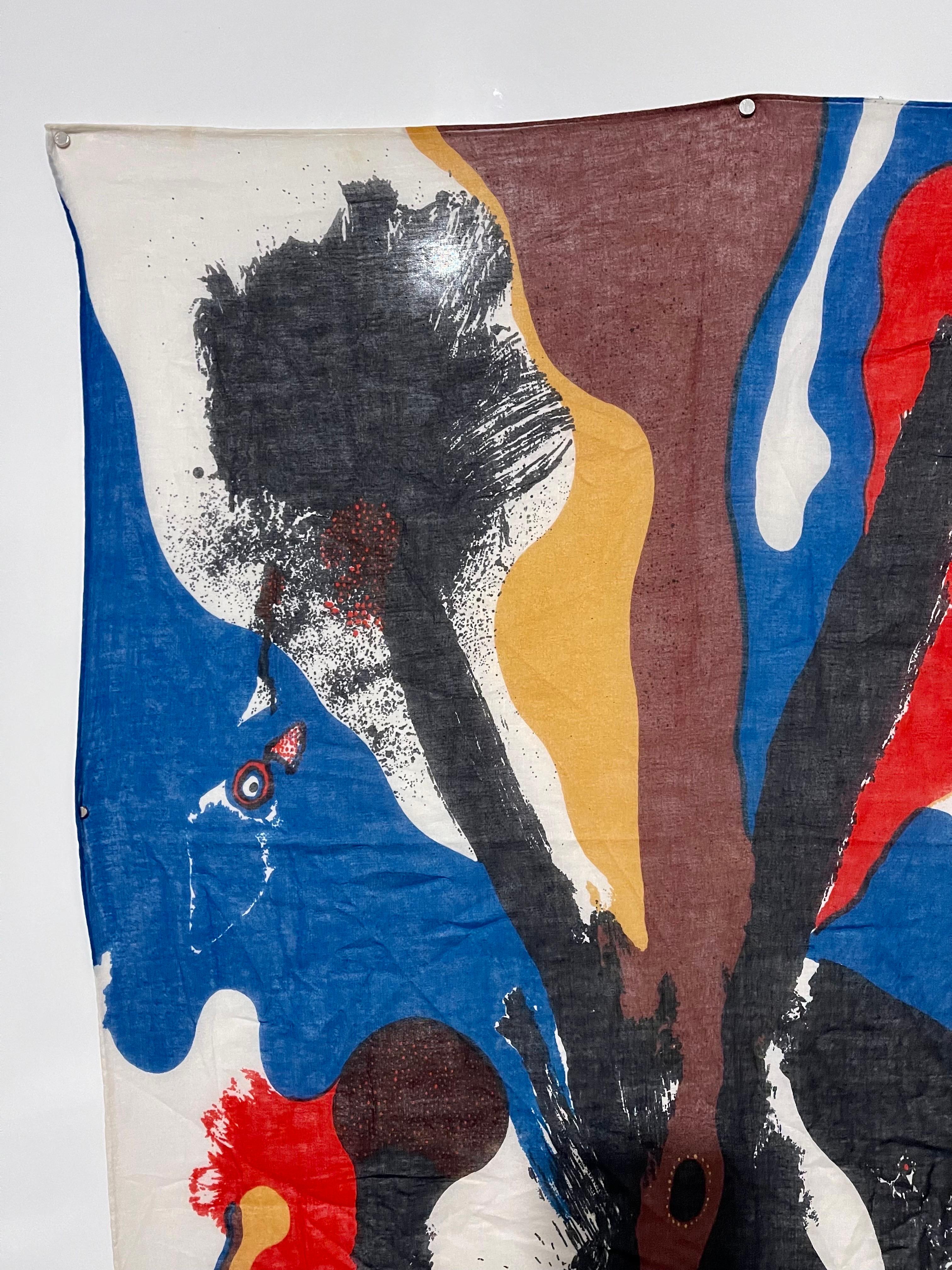 Bold Abstract Latin American Screenprint Scarf Textile Art Print Josep Guinovart For Sale 7