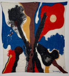 Bold Abstract Latin American Screenprint Scarf Textile Art Print Josep Guinovart