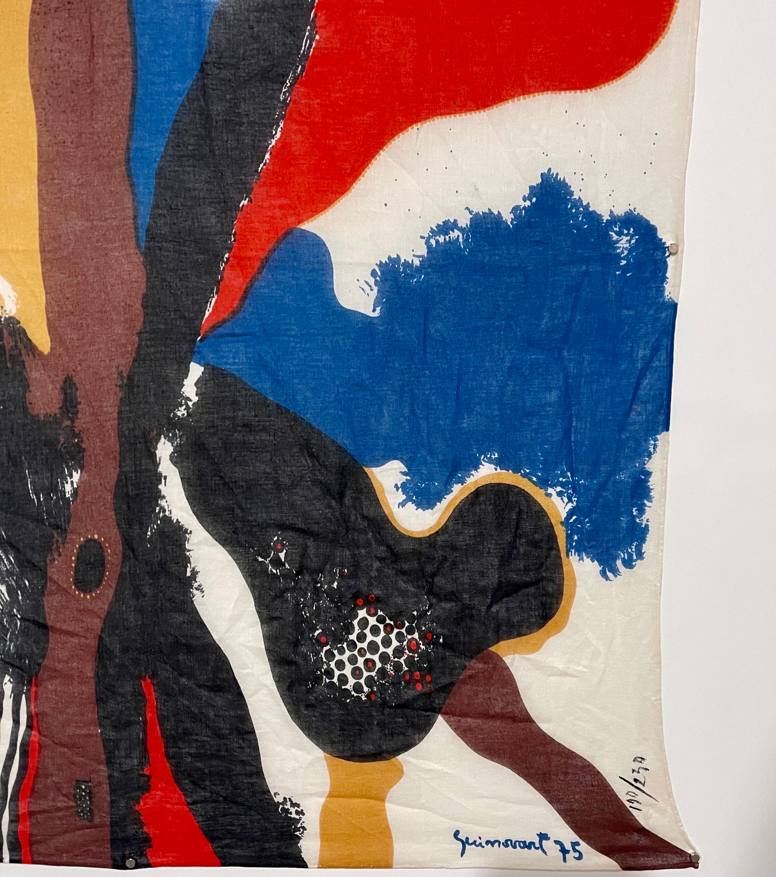Bold Abstract Latin American Screenprint Scarf Textile Art Print Josep Guinovart For Sale 3