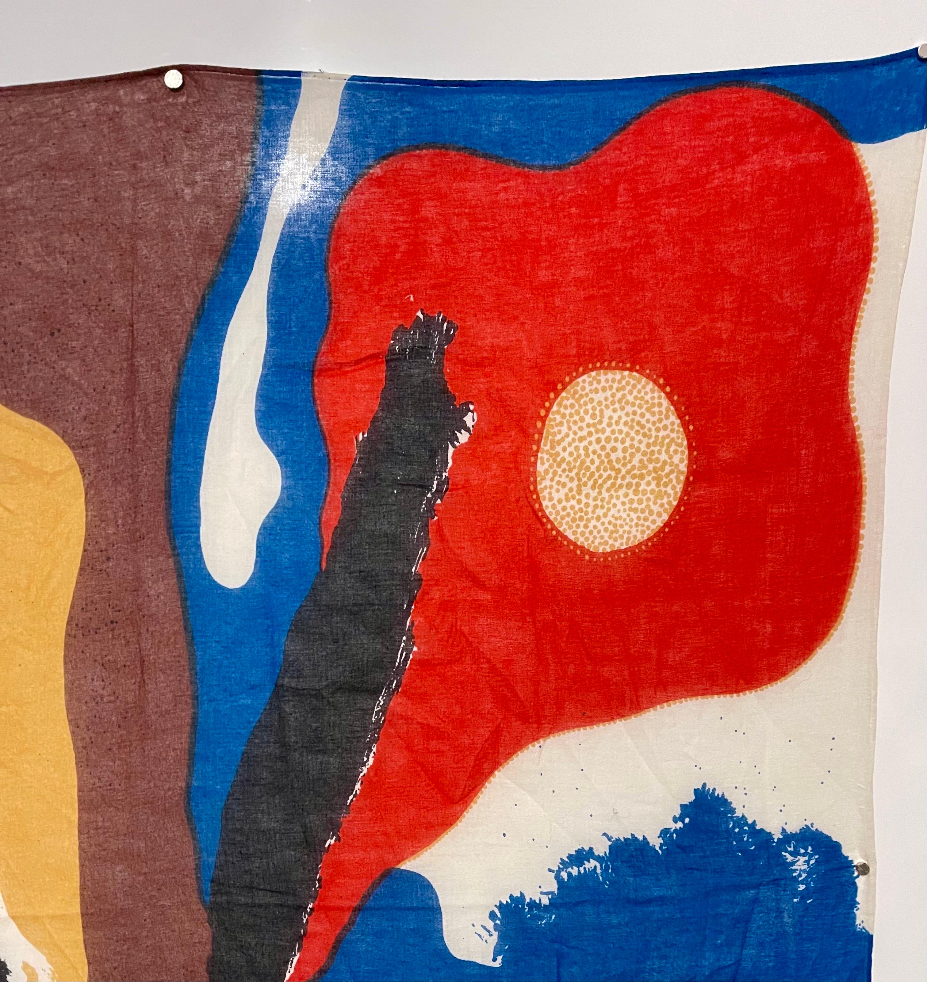 Bold Abstract Latin American Screenprint Scarf Textile Art Print Josep Guinovart For Sale 1