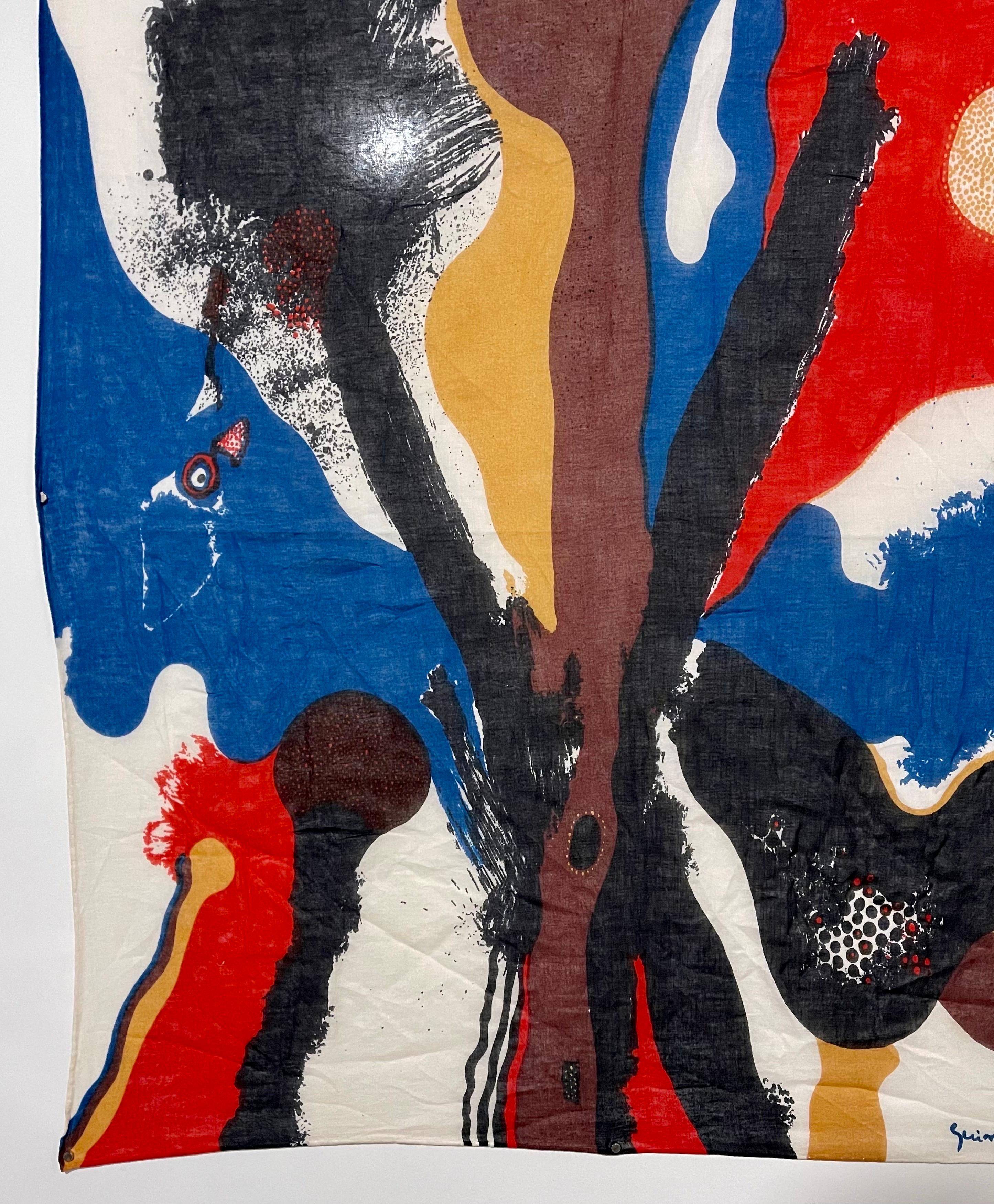 Bold Abstract Latin American Screenprint Scarf Textile Art Print Josep Guinovart For Sale 5