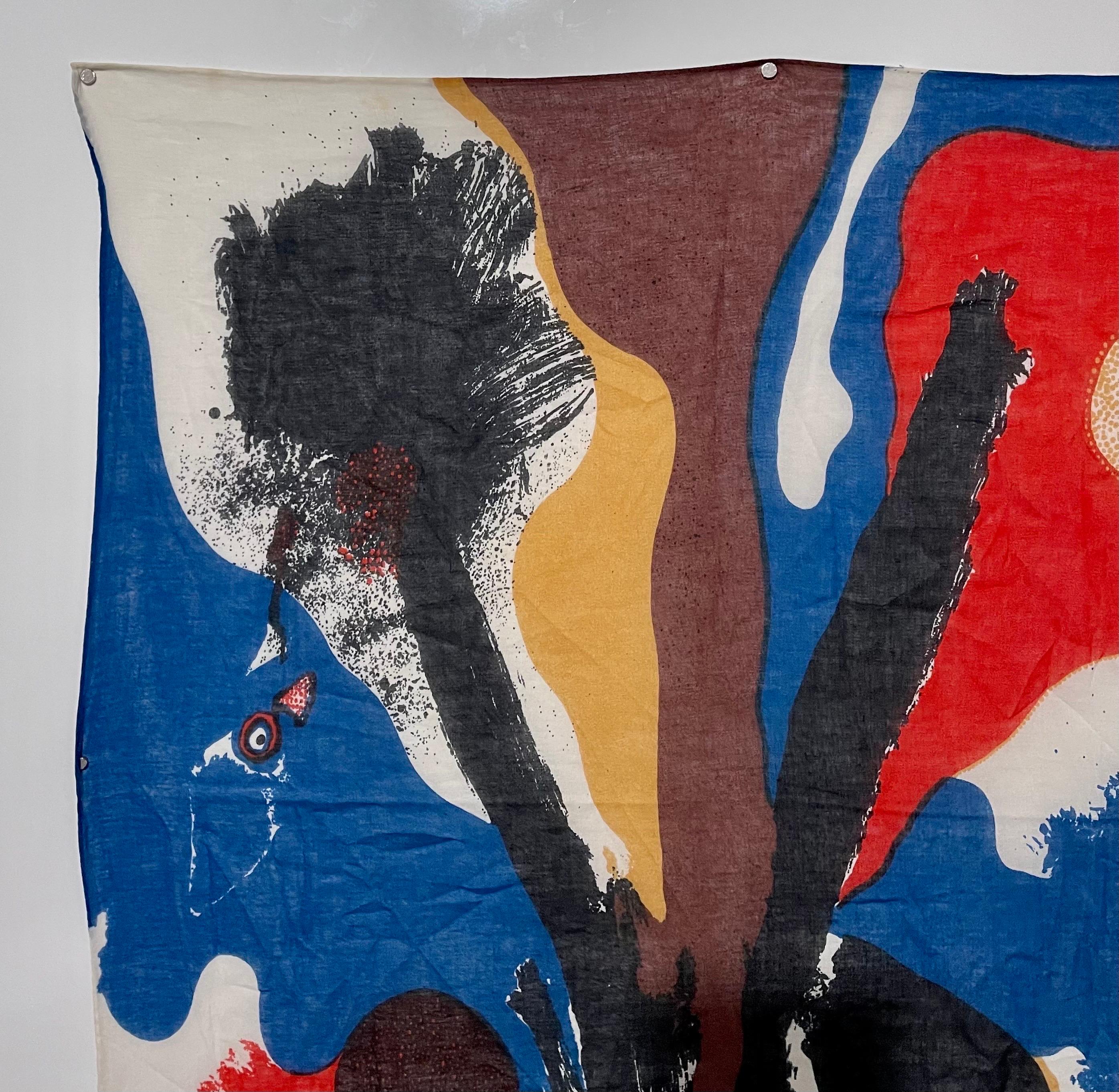 Bold Abstract Latin American Screenprint Scarf Textile Art Print Josep Guinovart For Sale 3
