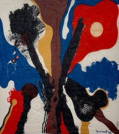 Bold Abstract Latin American Screenprint Scarf Textile Art Print Josep Guinovart
