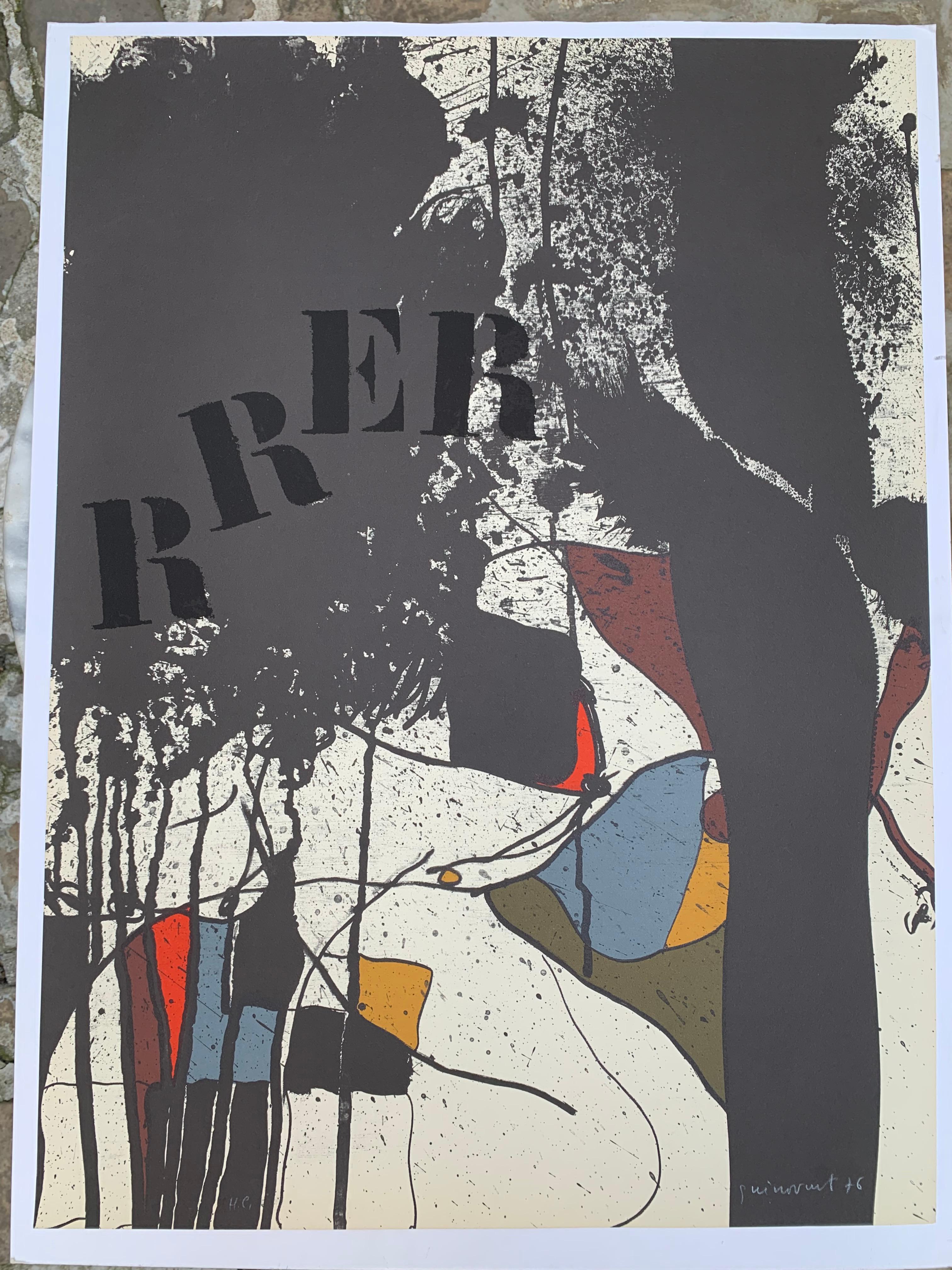 Josep Guinovart Bertrán Abstract Print - Lithography of Josep Guinovart - Composition (RRER)