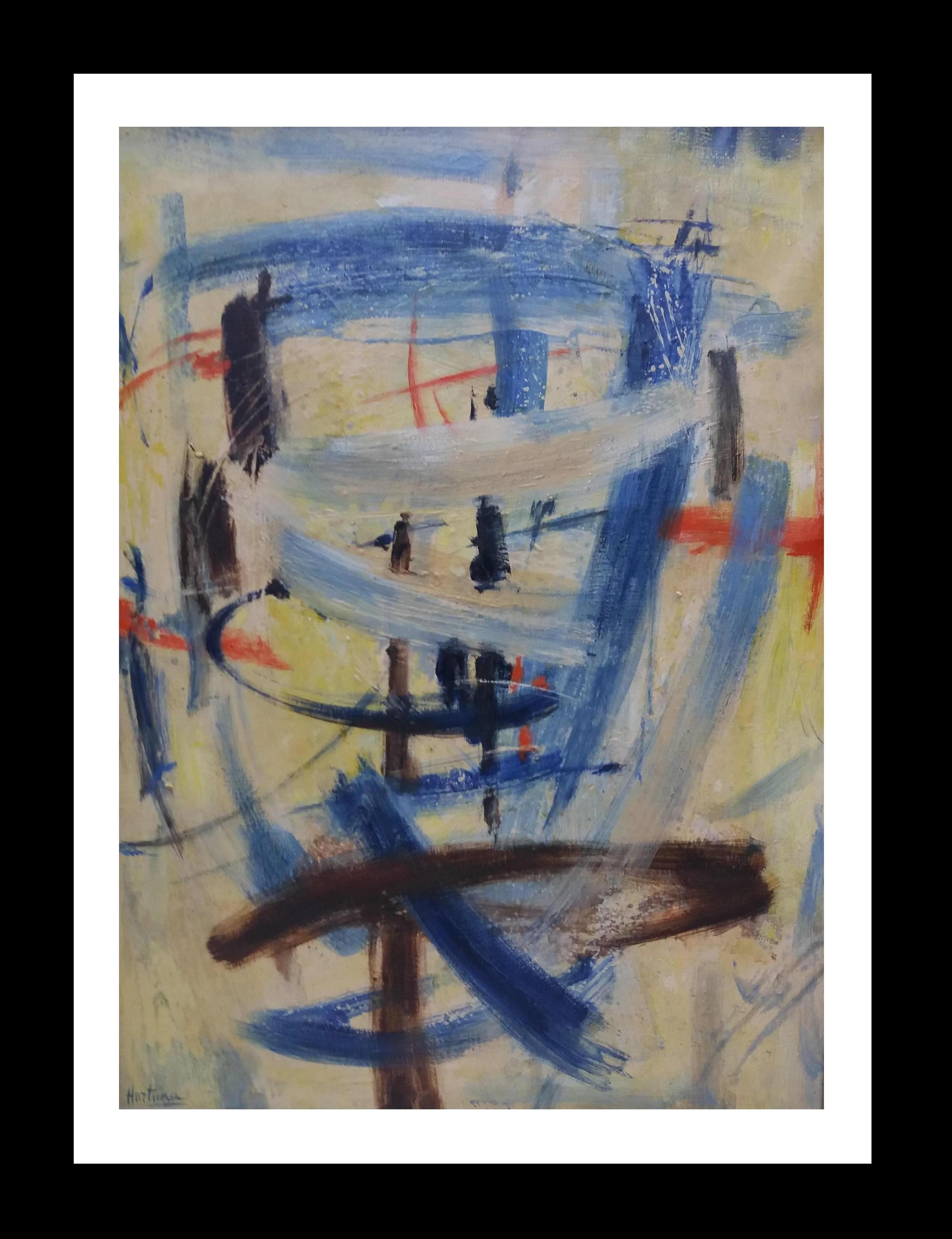 Abstract Painting di Josep Hurtuna Giralt - Hurtuna Composicion  tela astratta originale ad olio  Quadro del 1969