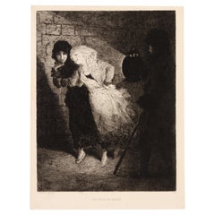 Josep Llovera i Bufill (1846-1896) gravure "Return from the Masked Ball"