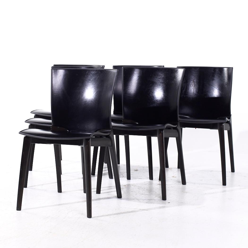 Mid-Century Modern Josep Lluscà for Cassina Cos MCM Italian Leather Dining Chairs - Set of 6 en vente