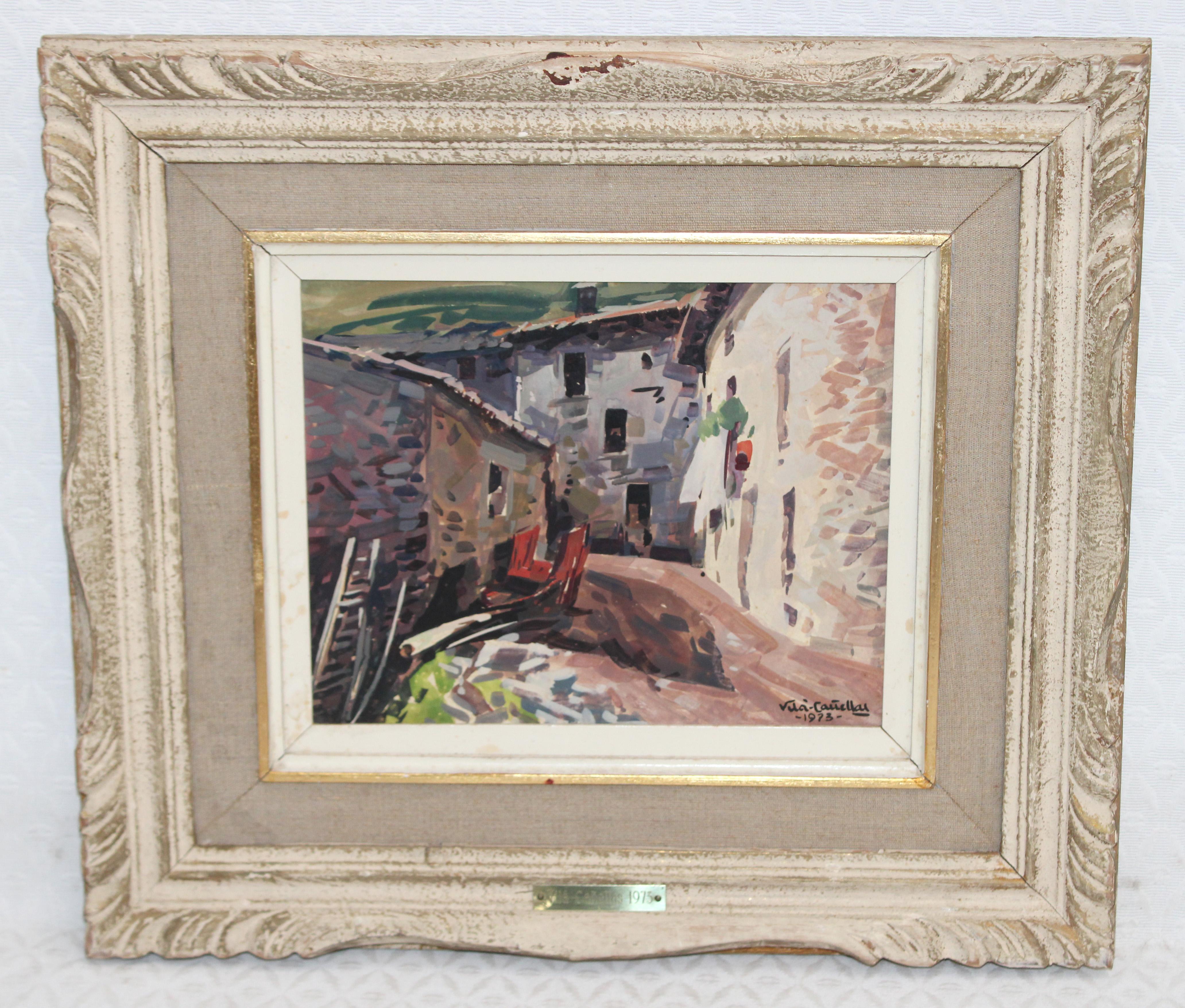 Técnica mixta sobre tablex - Paisaje rural - Painting by Josep Mª Vila Cañellas