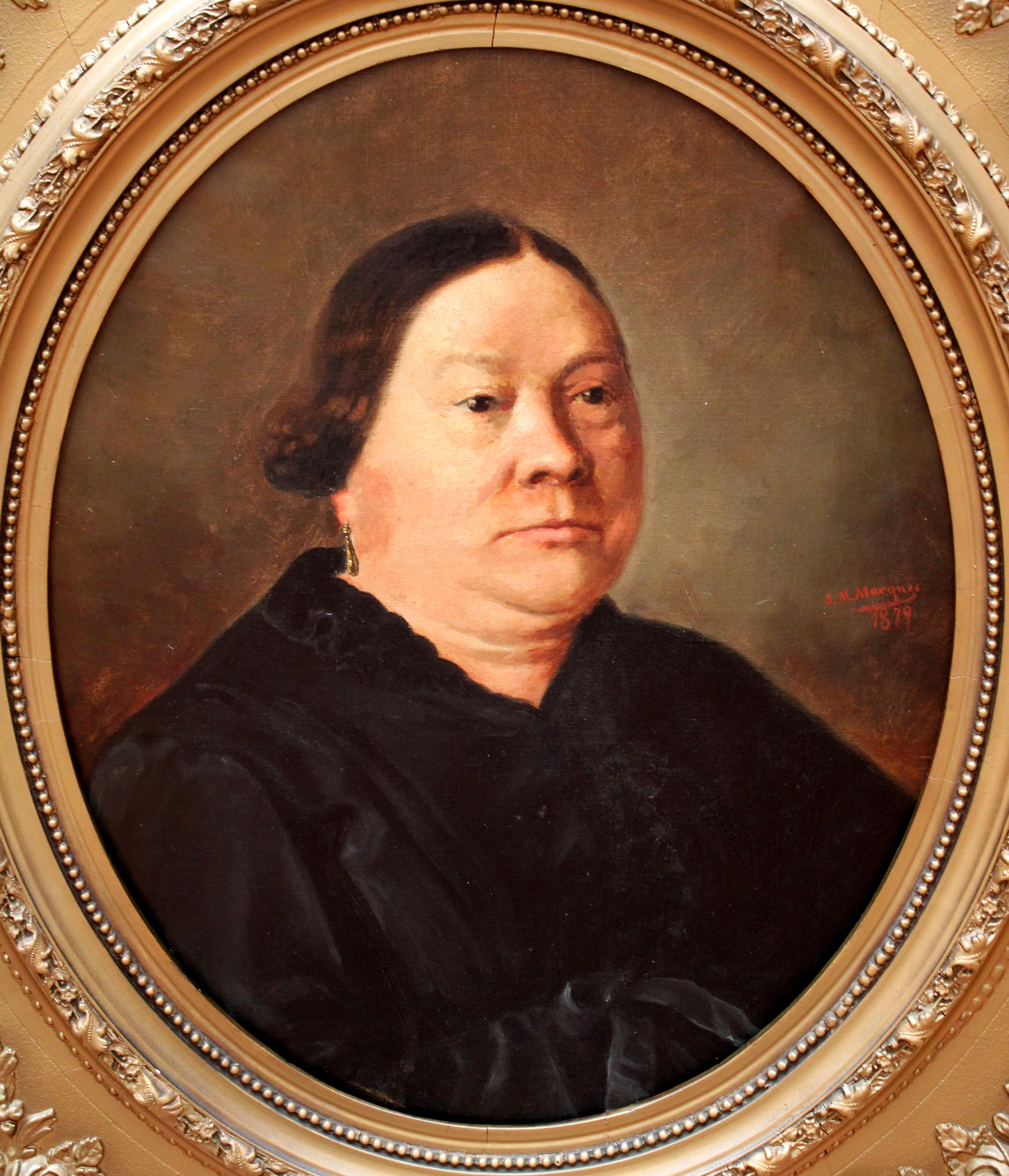 Óleo sobre tela - Retrato de una anciana - Año 1879 – Painting von Josep María Marqués García