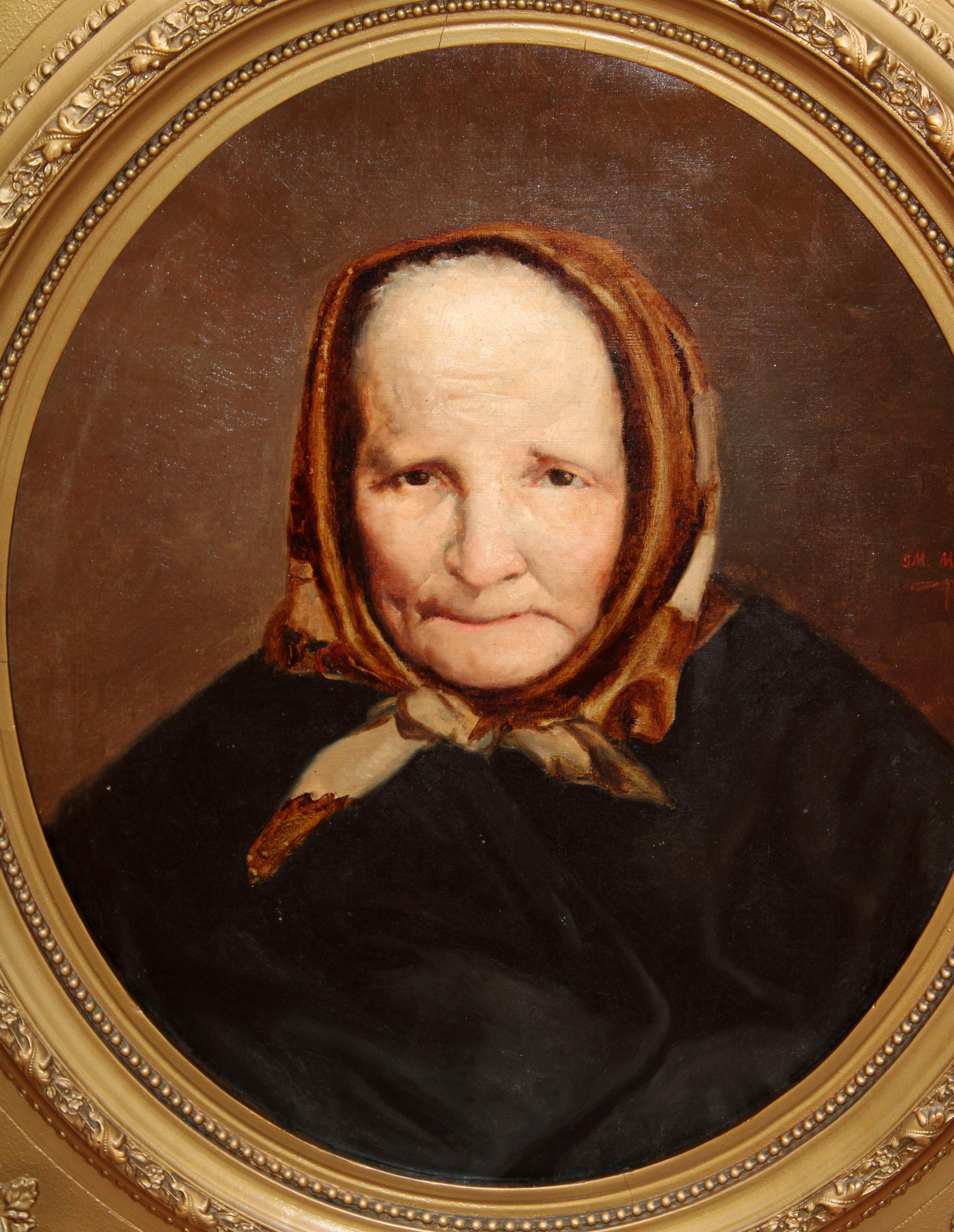 Óleo sobre tela - Retrato de una anciana - Año 1879 (Alte Meister), Painting, von Josep María Marqués García