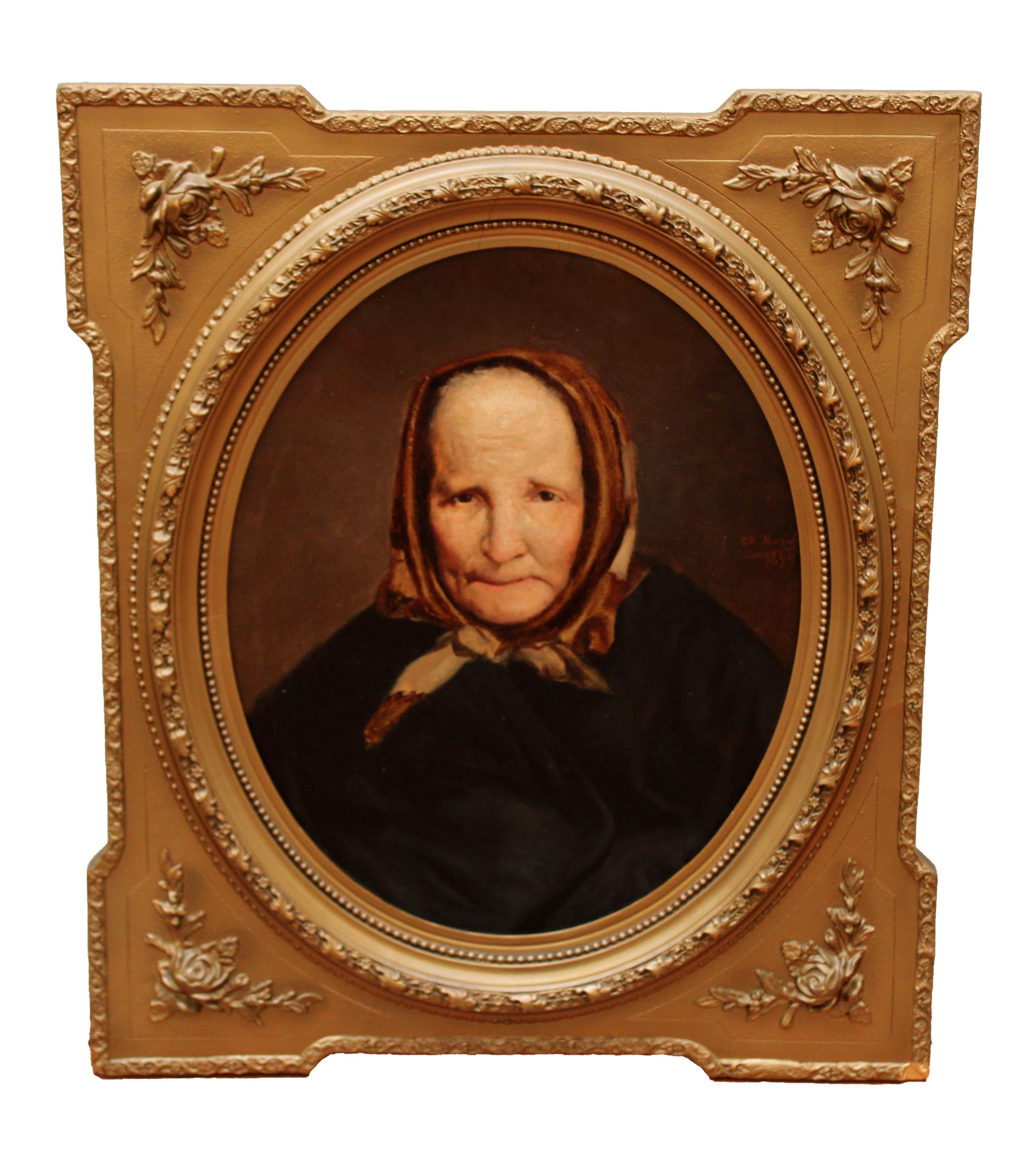 Óleo sobre tela - Retrato de una anciana - Año 1879