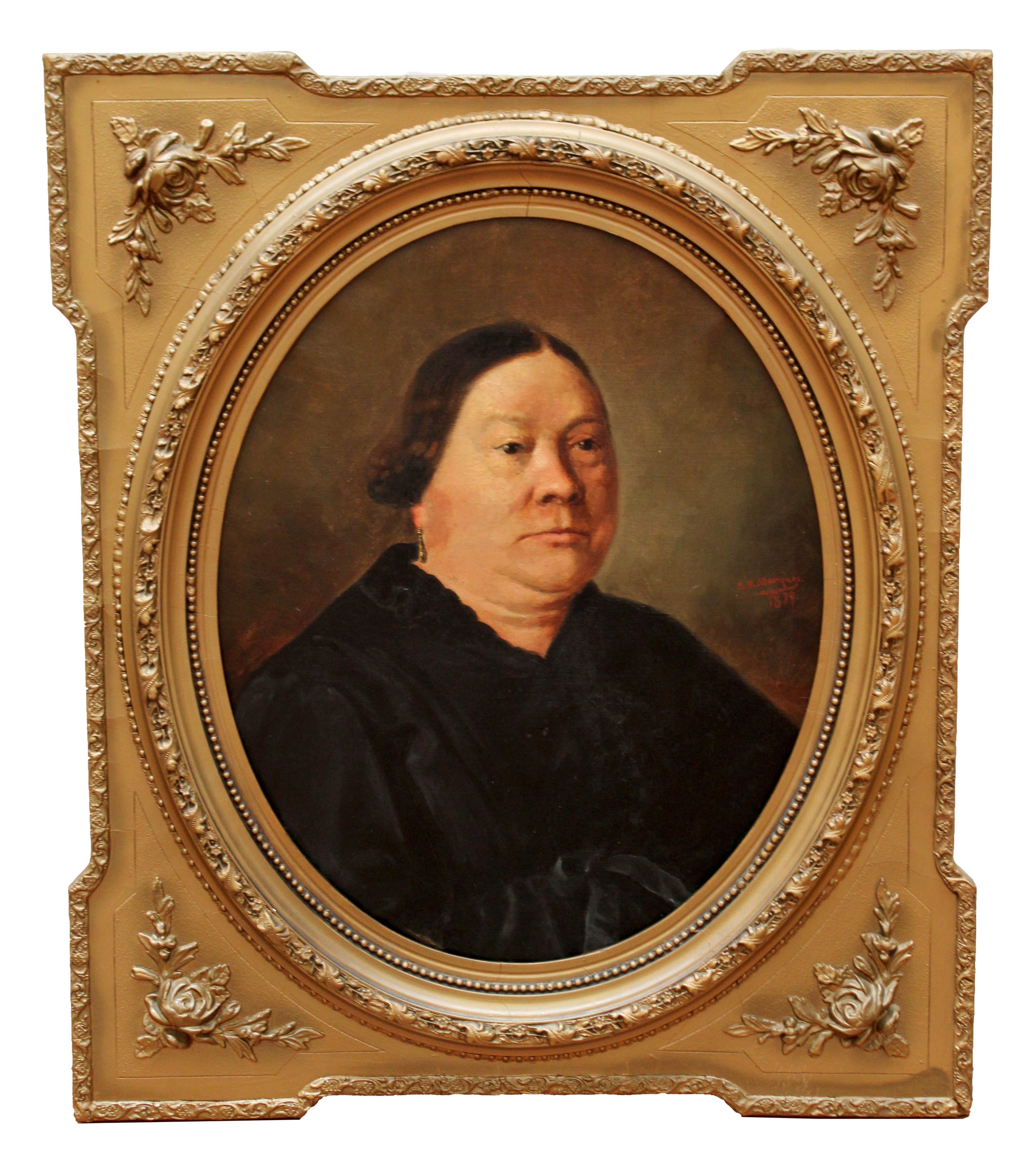 Óleo sobre tela - Retrato de una anciana - Año 1879