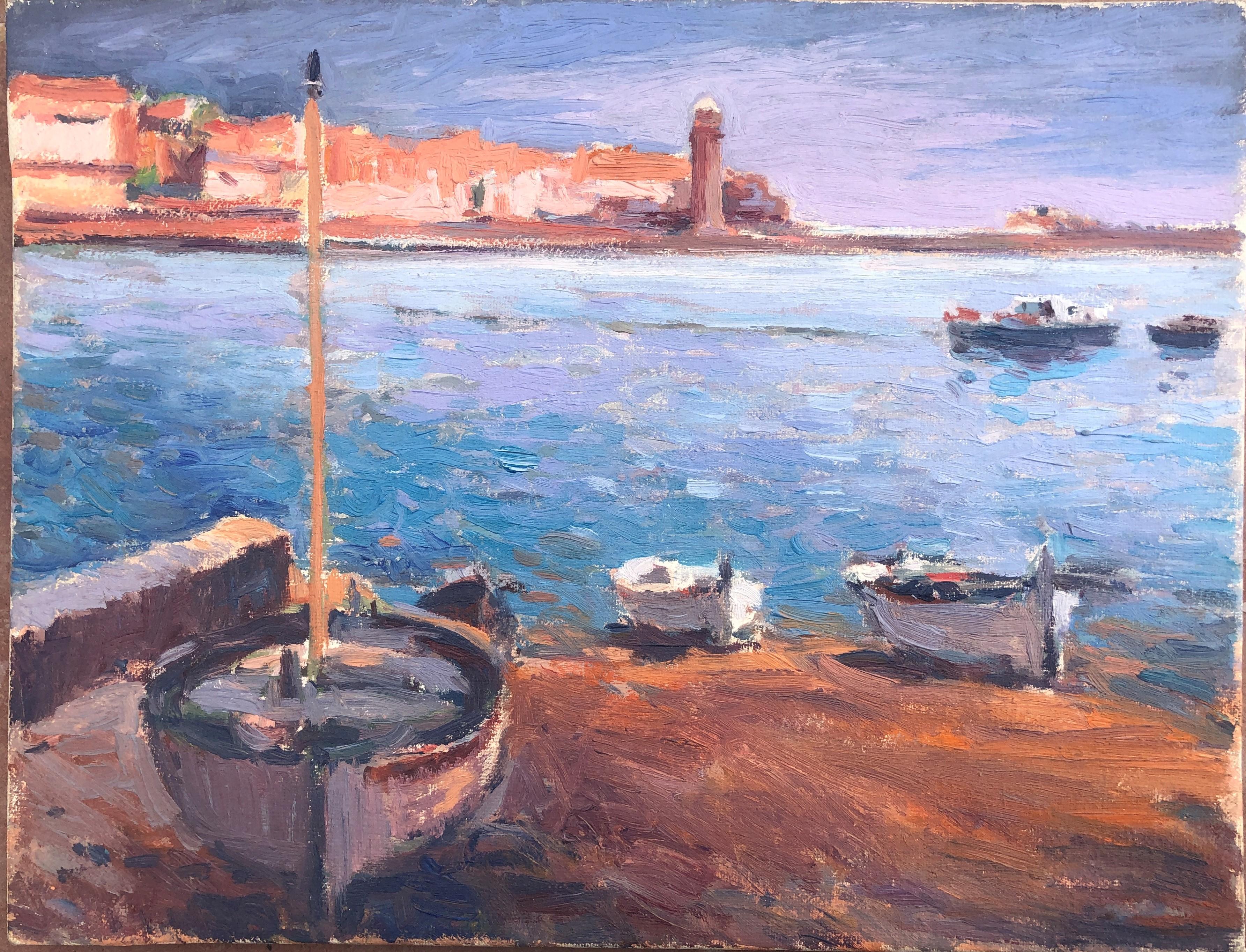 Josep Marfa Guarro Landscape Painting - Catalan coast spanish seascape oil on canvas painting