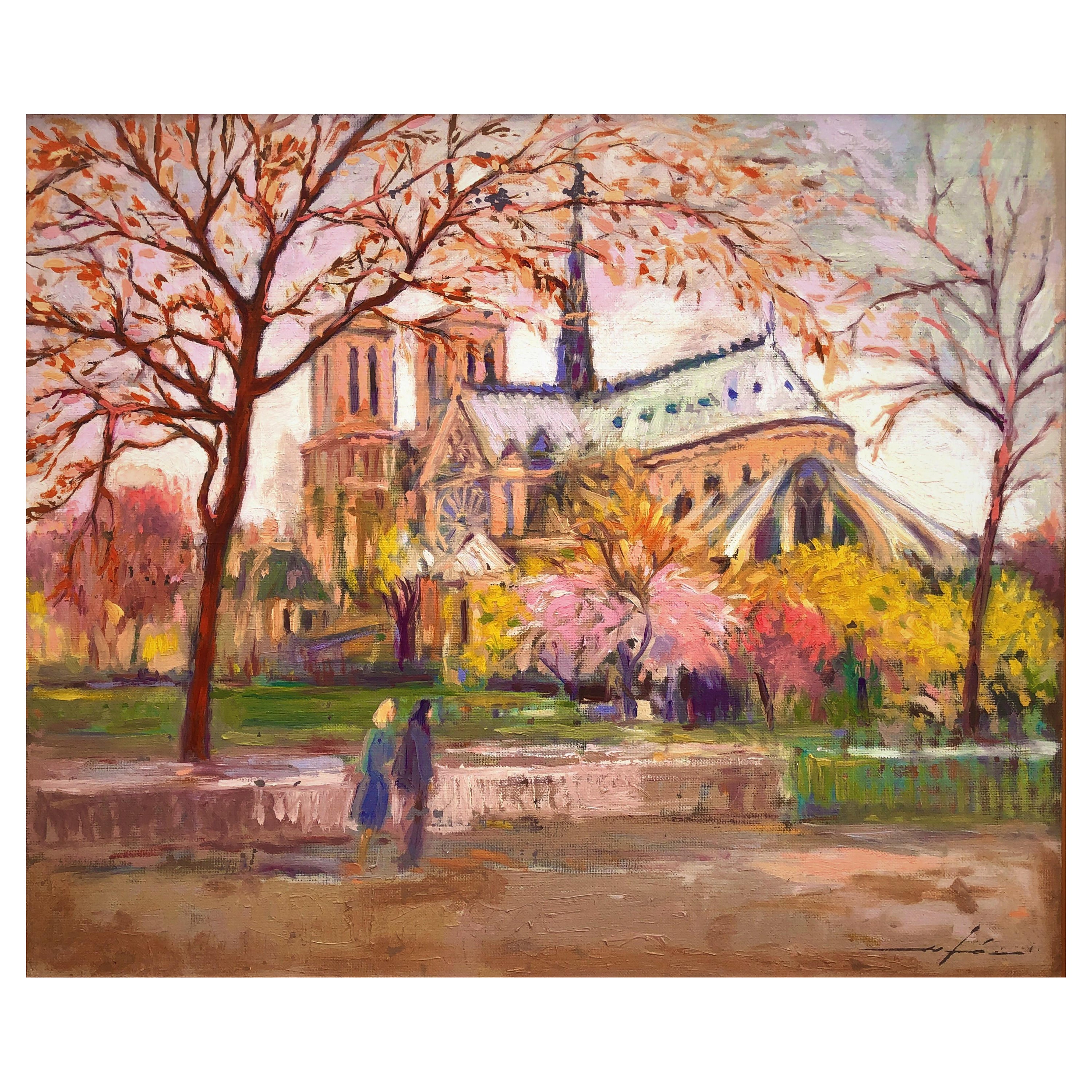 Josep Marfa Guarro Landscape Painting - Cathédrale Notre-Dame Paris  oil painting France