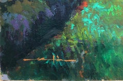 European urbanscape and river original oil on cardboard painting