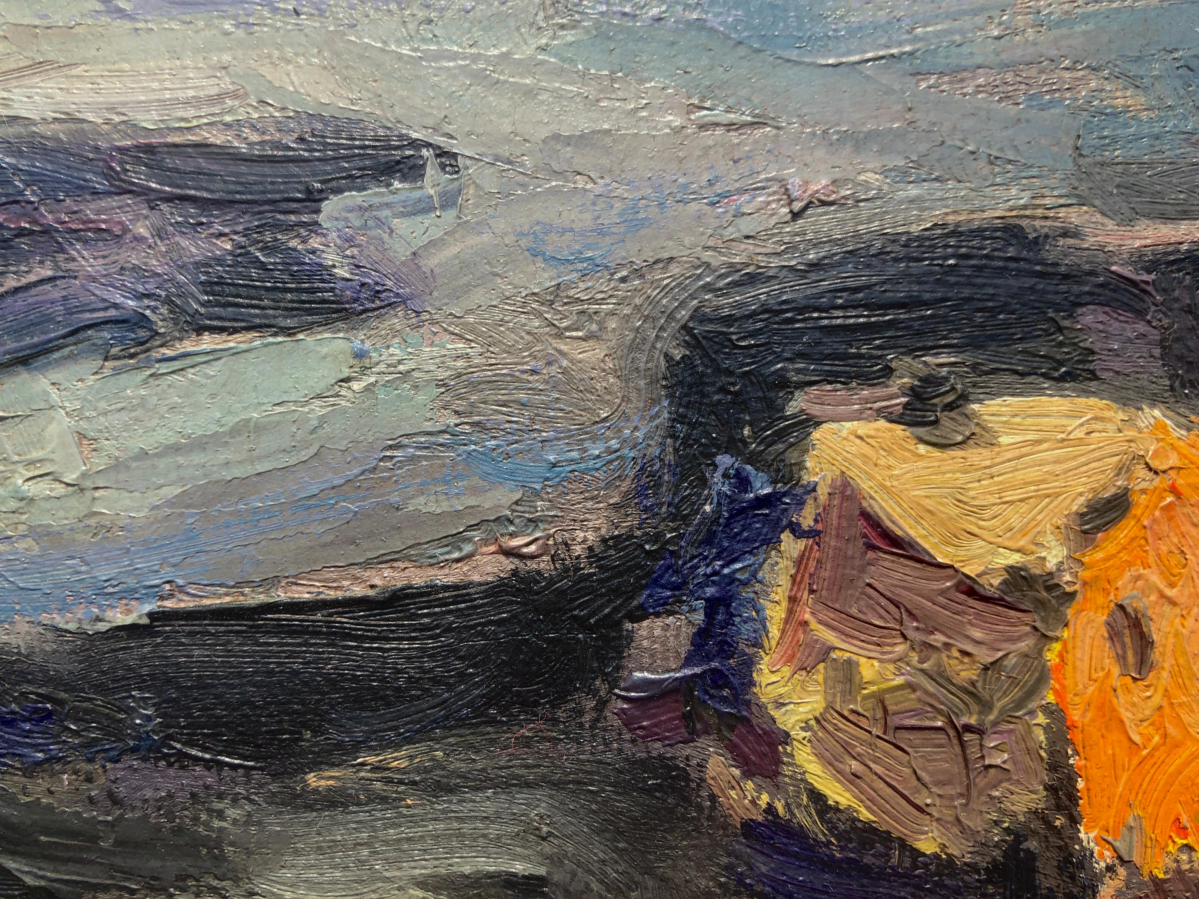 Seascape Spain oil on canvas painting Mediterranean spanish - Impressionist Painting by Josep Marfa Guarro
