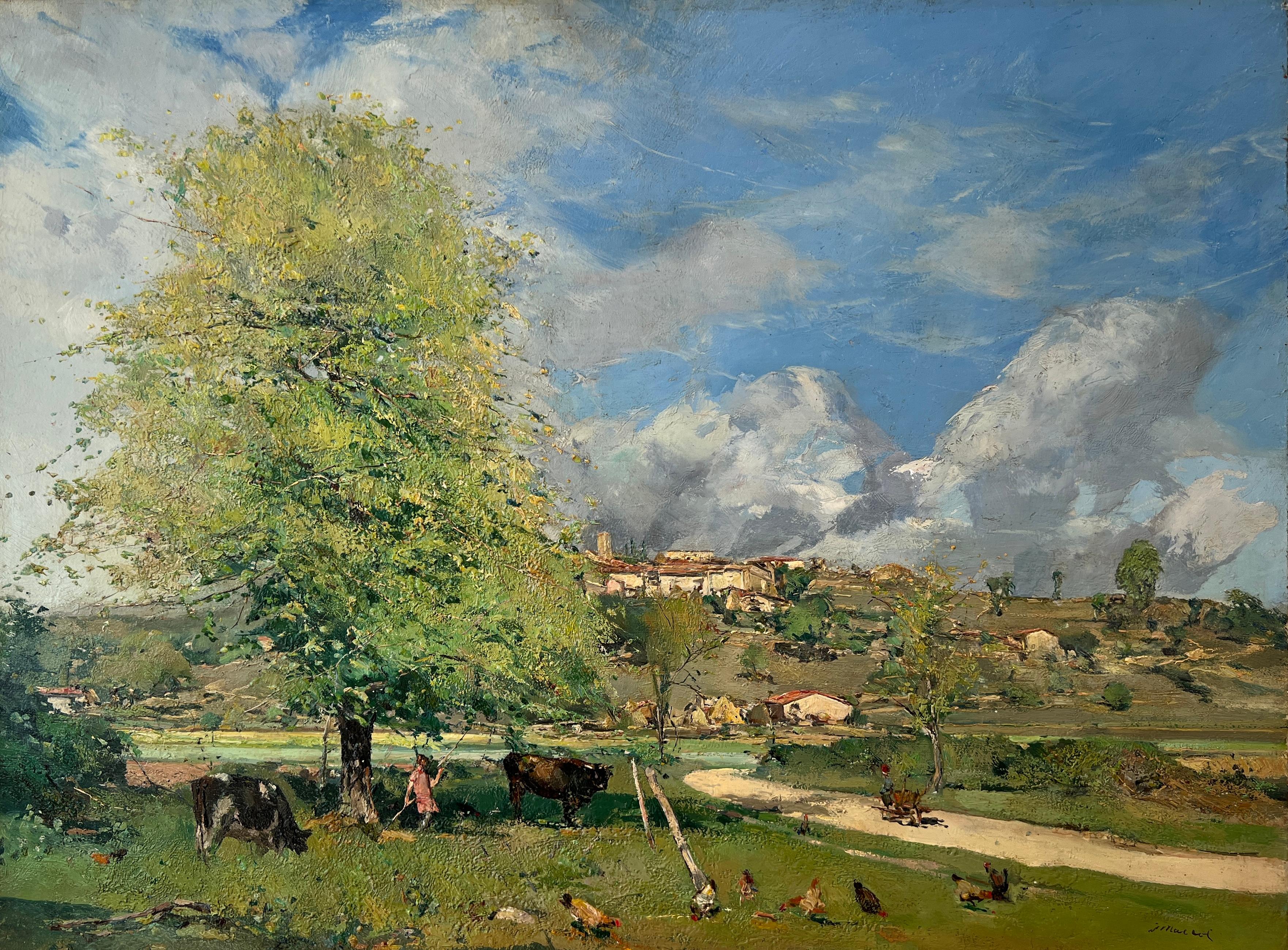 Landscape Painting di Josep Maria Mallol Suazo - Una vivace scena di campagna