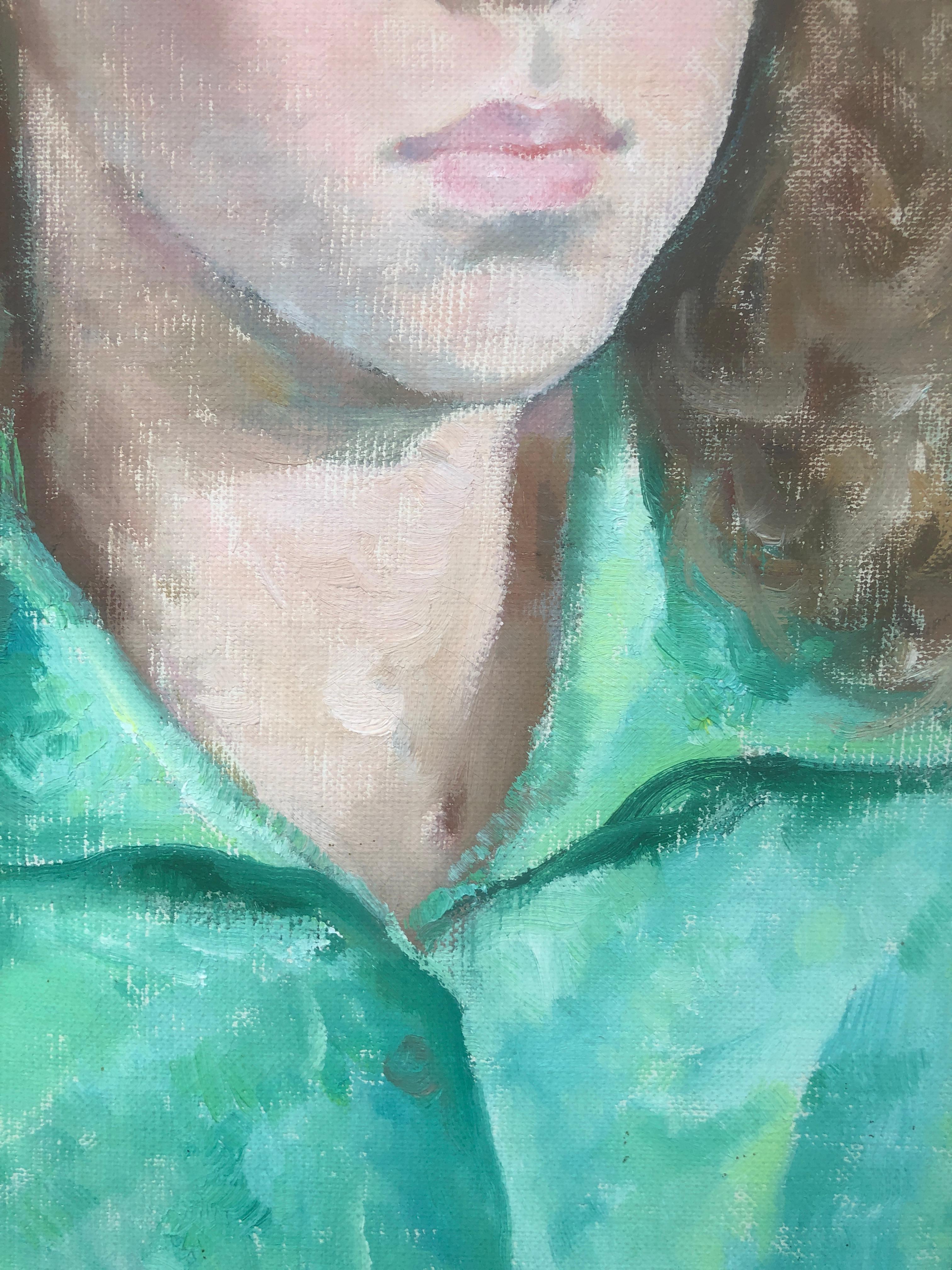 Portrait de jeune fille huile sur toile en vente 1