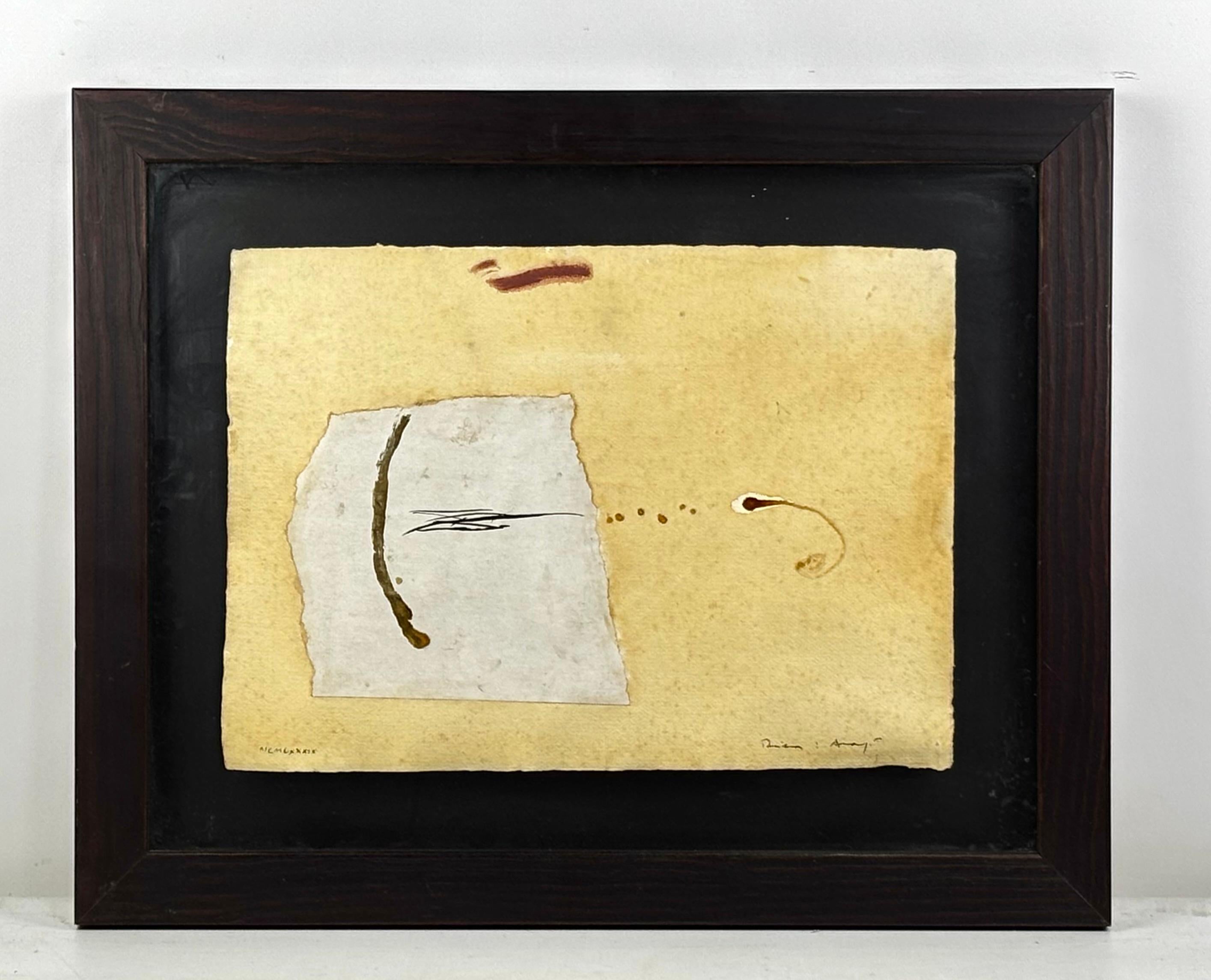 JOSEP MARIA RIERA I ARAGO Mixed Media Collage 1989 Hand Signed Framed