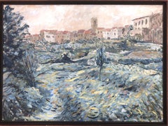 Spanish landscape oil on canvas painting