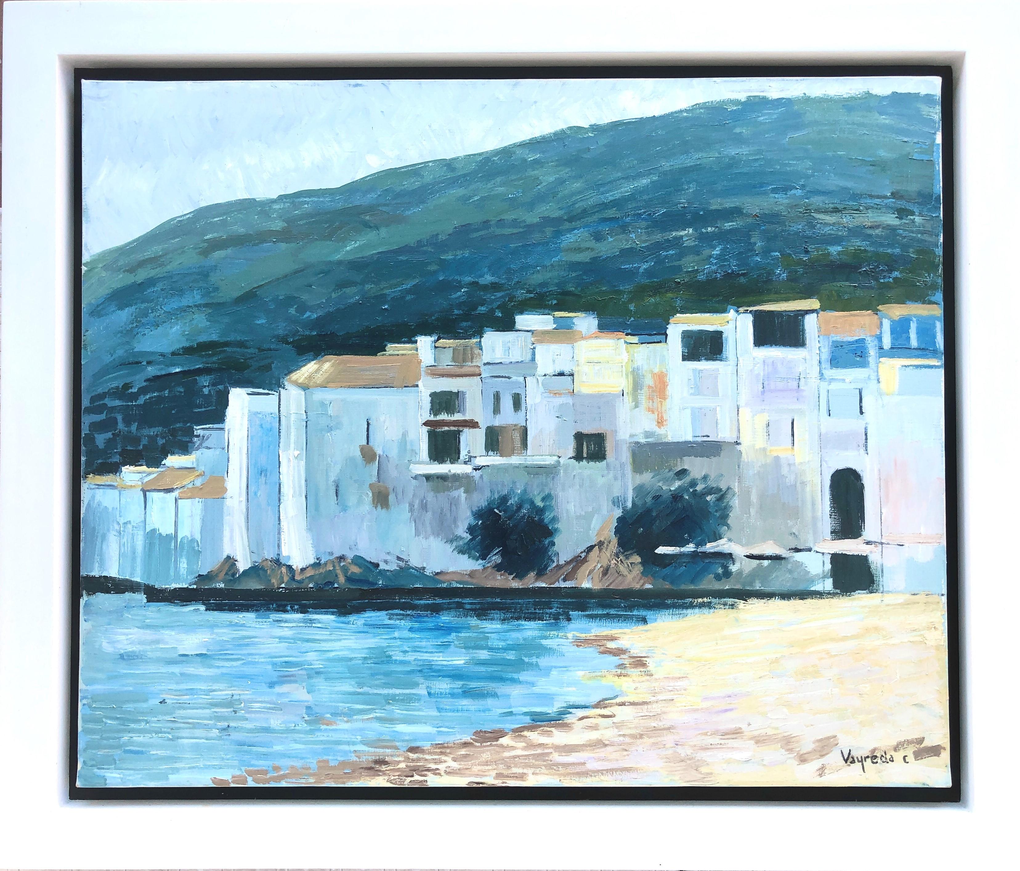 Cadaqués España óleo sobre lienzo pintura paisaje marino - Painting de Josep Maria Vayreda Canadell