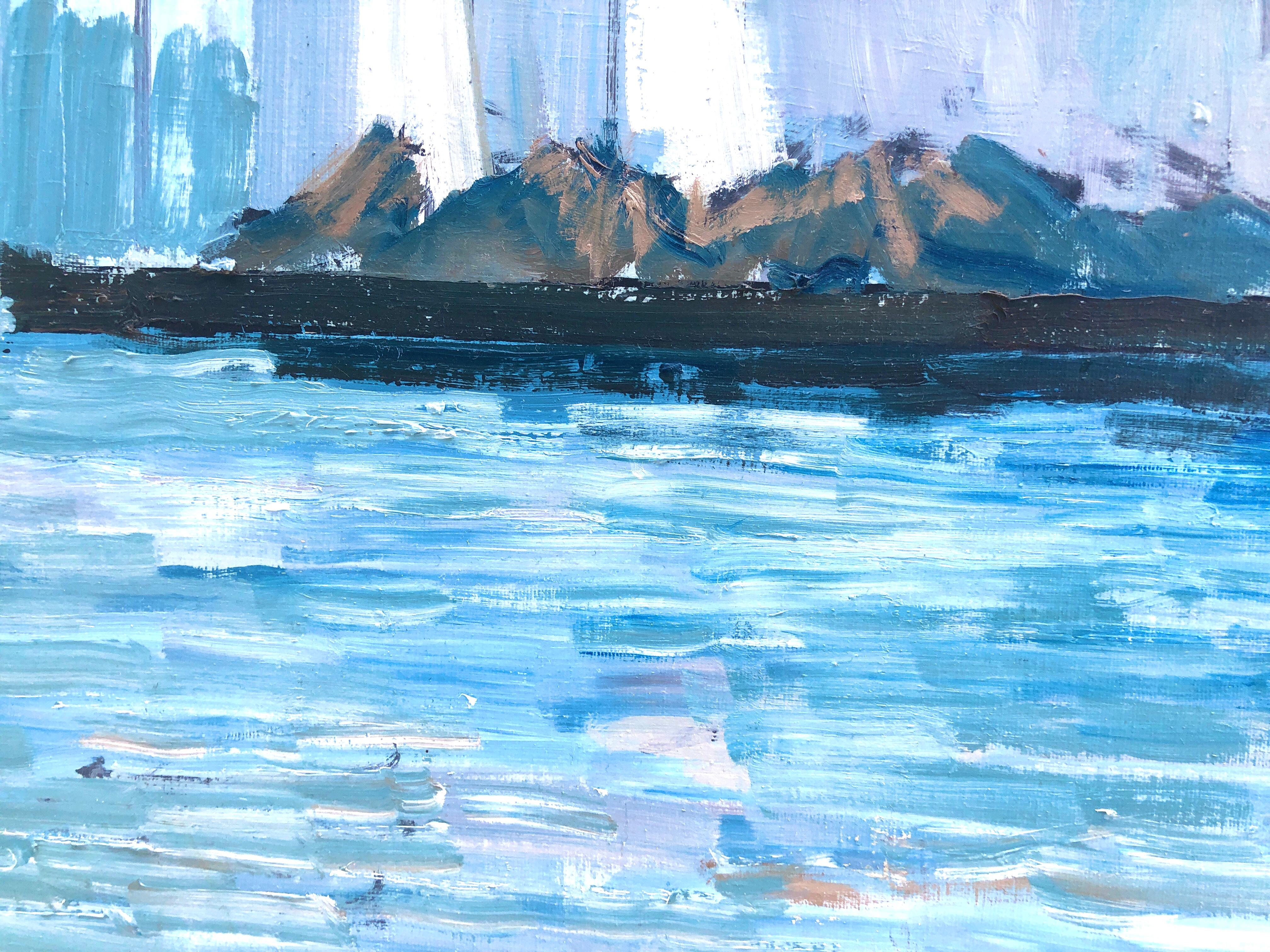 Cadaqués España óleo sobre lienzo pintura paisaje marino - Painting Realista de Josep Maria Vayreda Canadell