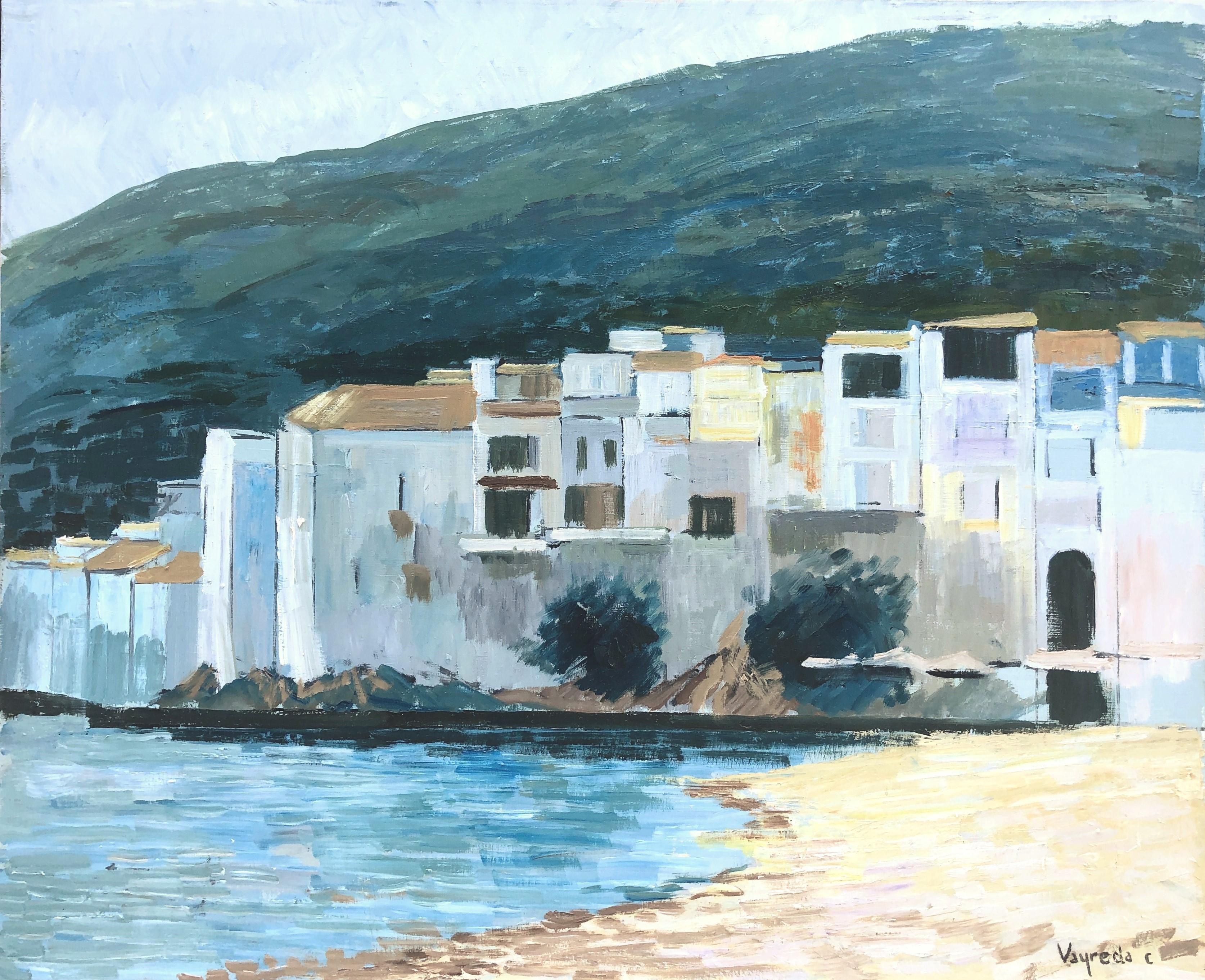 Josep Maria Vayreda Canadell Landscape Painting - Cadaques Spain oil on canvas painting seascape