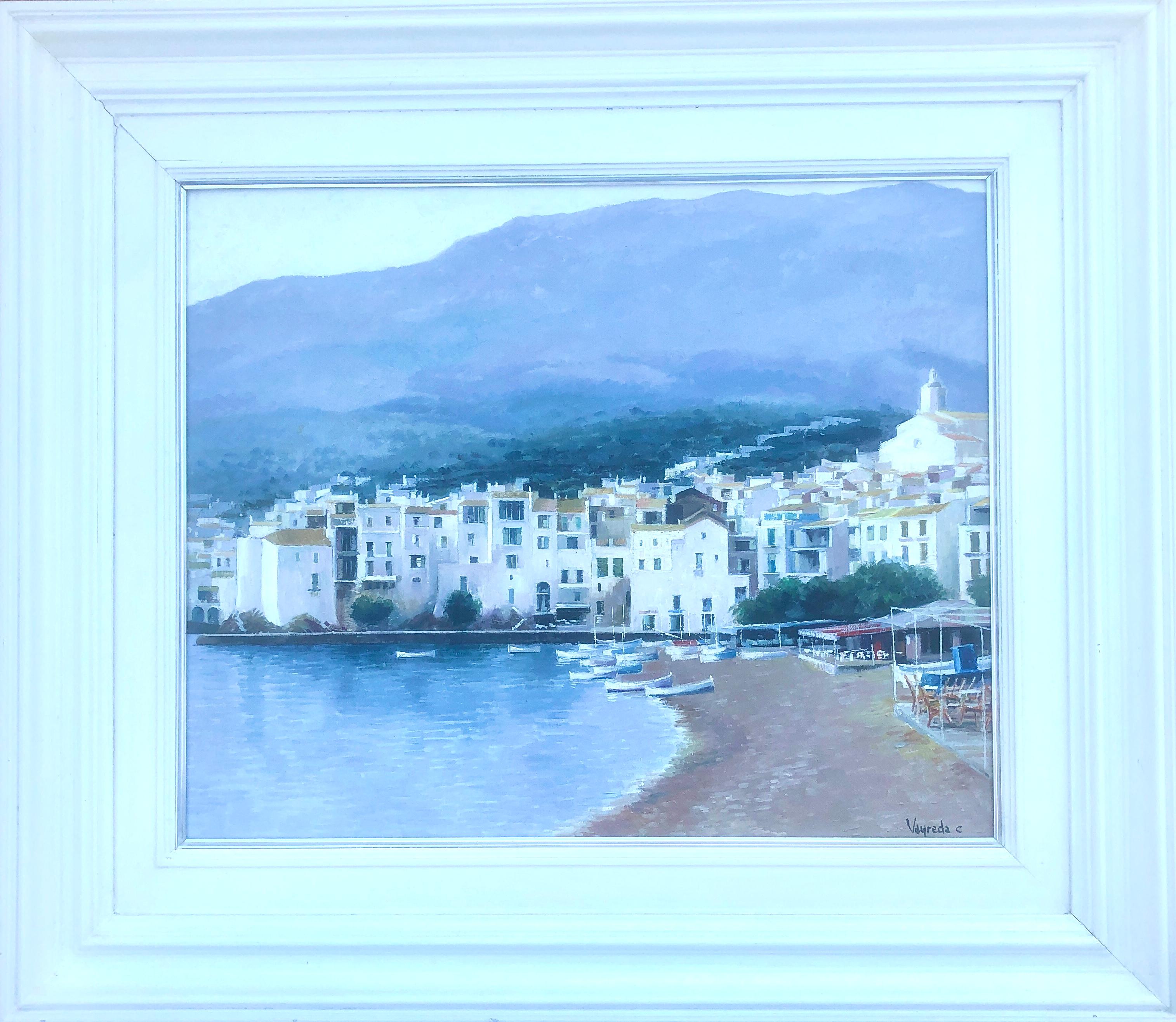 Cadaques Spain oil on canvas painting spanish mediterranean seascape - Painting by Josep Maria Vayreda Canadell